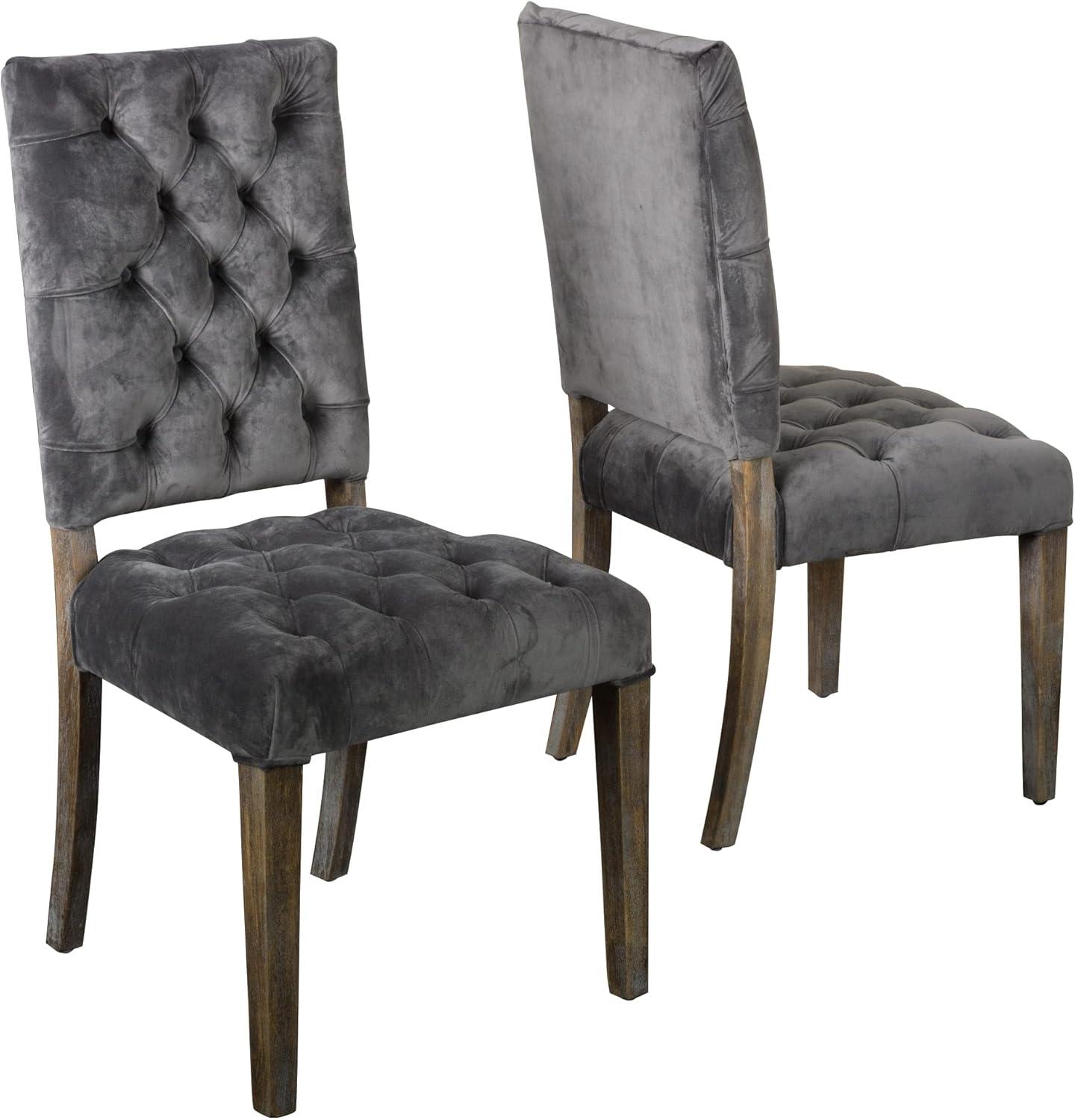 Set of 2 Saltillo New Velvet Dining Chair Charcoal - Christopher Knight Home: Upholstered, Button Tufted