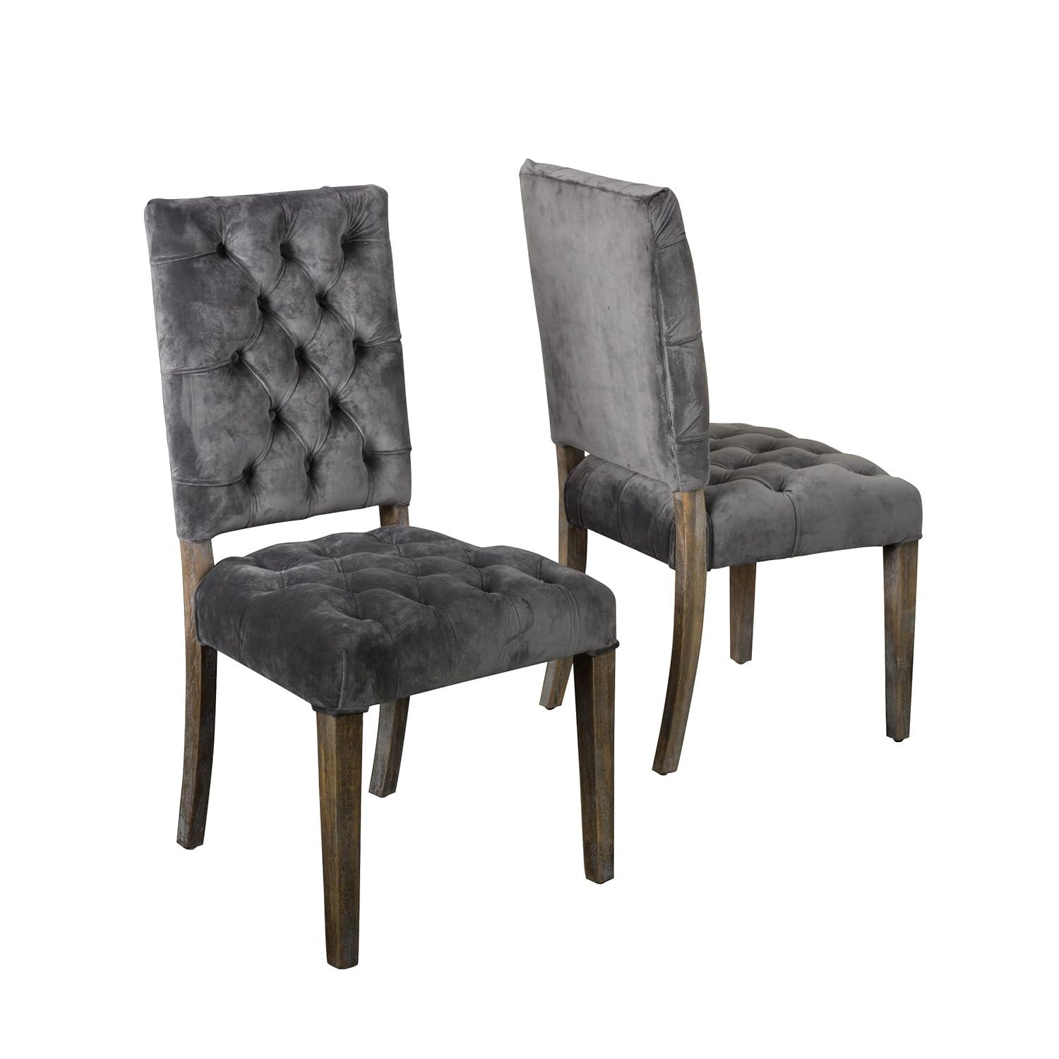 Set of 2 Saltillo New Velvet Dining Chair Charcoal - Christopher Knight Home: Upholstered, Button Tufted