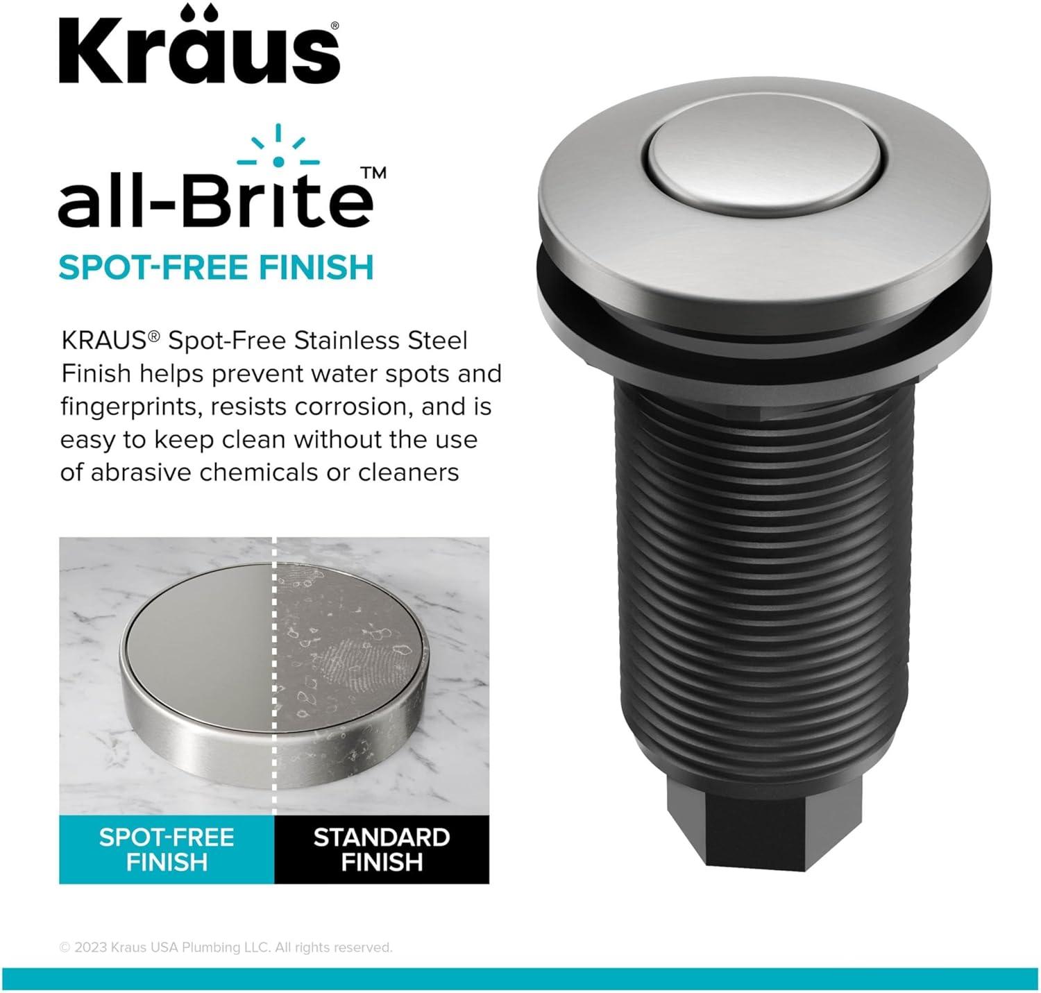 Kraus KRAUS Garbage Disposal Air Switch Kit with Push Button, AC Adapter, Power Cord, and Air Tube Included