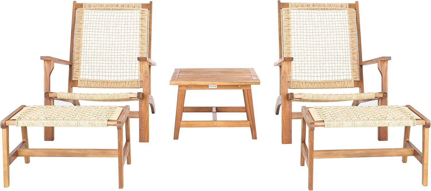 Chantelle Natural Acacia and Rattan 5-Piece Patio Set