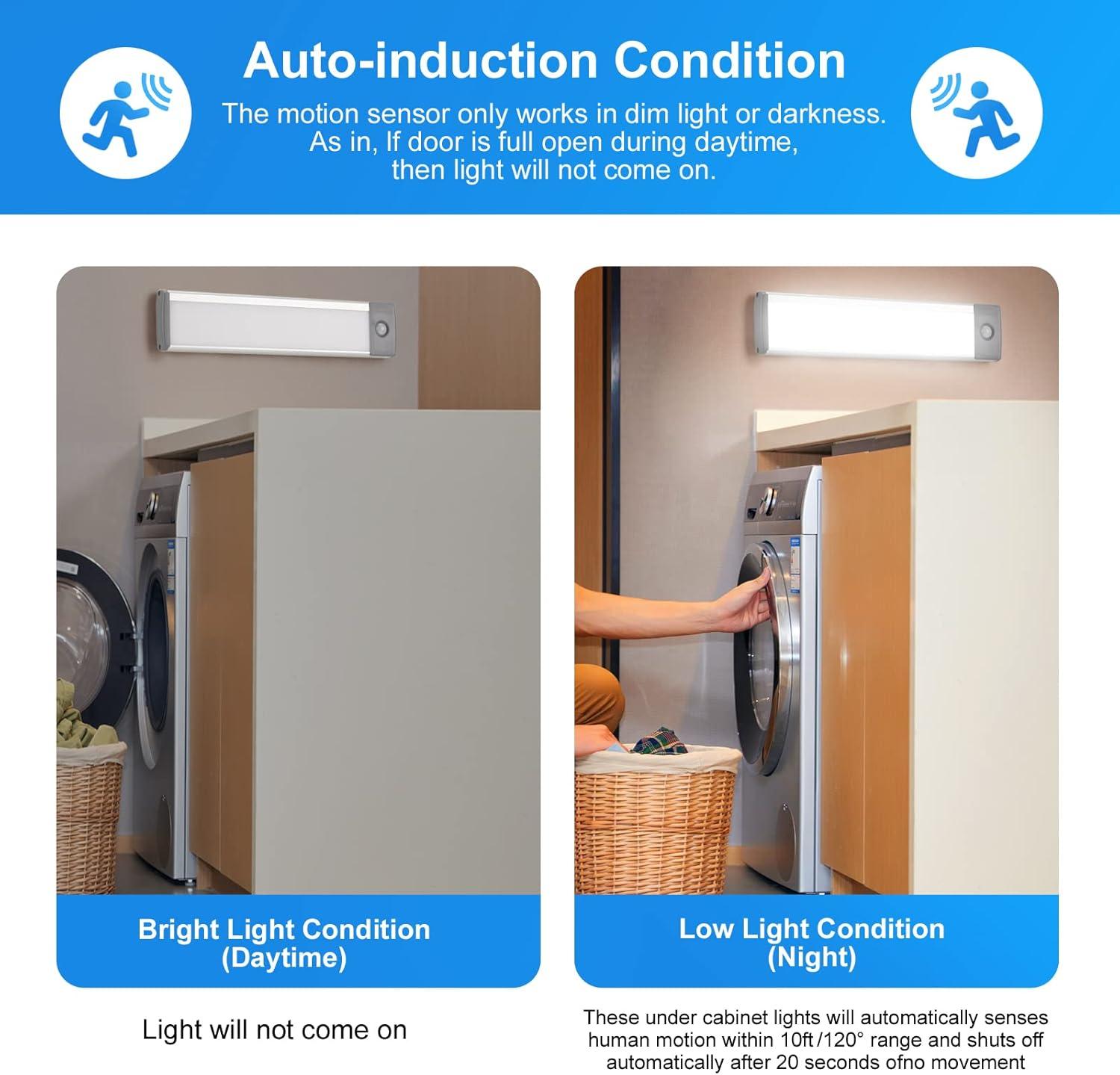 LEPOTEC 2022 30 LED Under Counter Closet Lighting, Pantry Light, LED Motion Sensor Cabinet Light Battery Powered Operated Light 2500mah Rechargeable Wireless Motion Sensor Closet Light