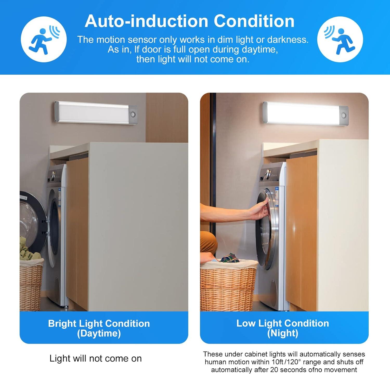 LEPOTEC 2022 30 LED Under Counter Closet Lighting, Pantry Light, LED Motion Sensor Cabinet Light Battery Powered Operated Light 2500mah Rechargeable Wireless Motion Sensor Closet Light