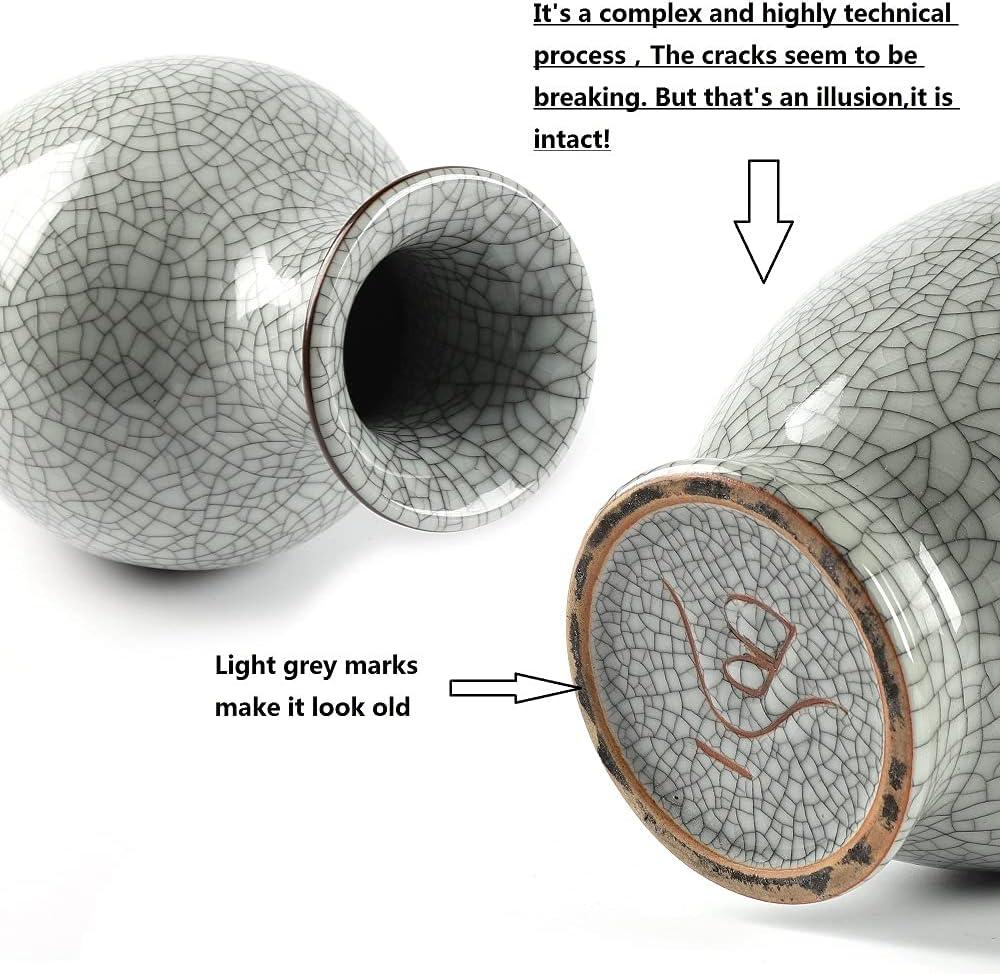 Green Ceramic Vase for Home Decor, Rustic Oriental Vases, Glazed Decorative Farmhouse Vase for Mantel, Table, Bookshelf, Living Room Decoration(Green)