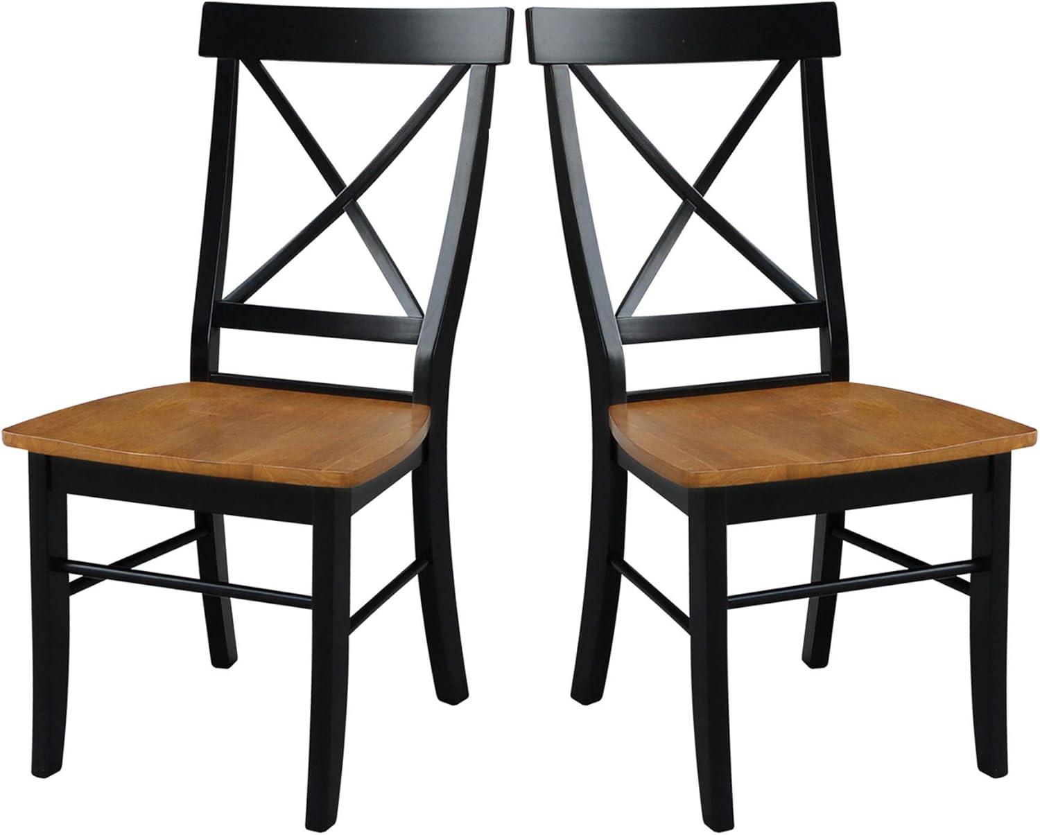 Set of 2 X Back Chairs with Solid Wood - International Concepts