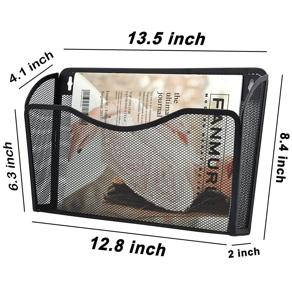 Mesh 3 Pack Wall Mounted File Holder Metal Hanging Vertical Wall File Pocket Organizer for Office and Home, Black