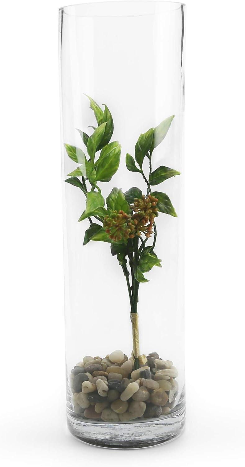 WGV International 4" Wide Clear Cylinder Glass Vase, Candle Holder, Home Accent, 1 Piece 14-inches H