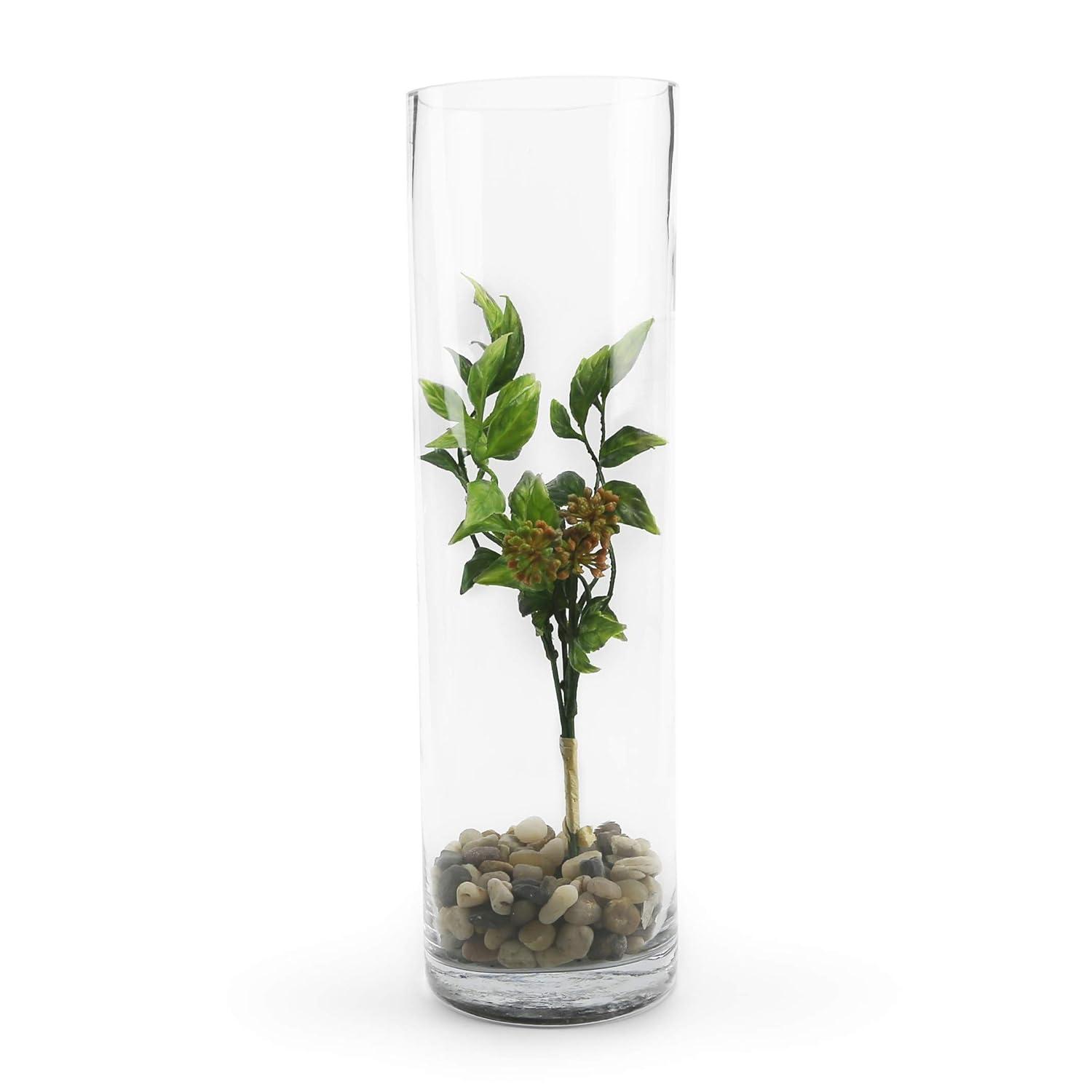 WGV International 4" Wide Clear Cylinder Glass Vase, Candle Holder, Home Accent, 1 Piece 14-inches H
