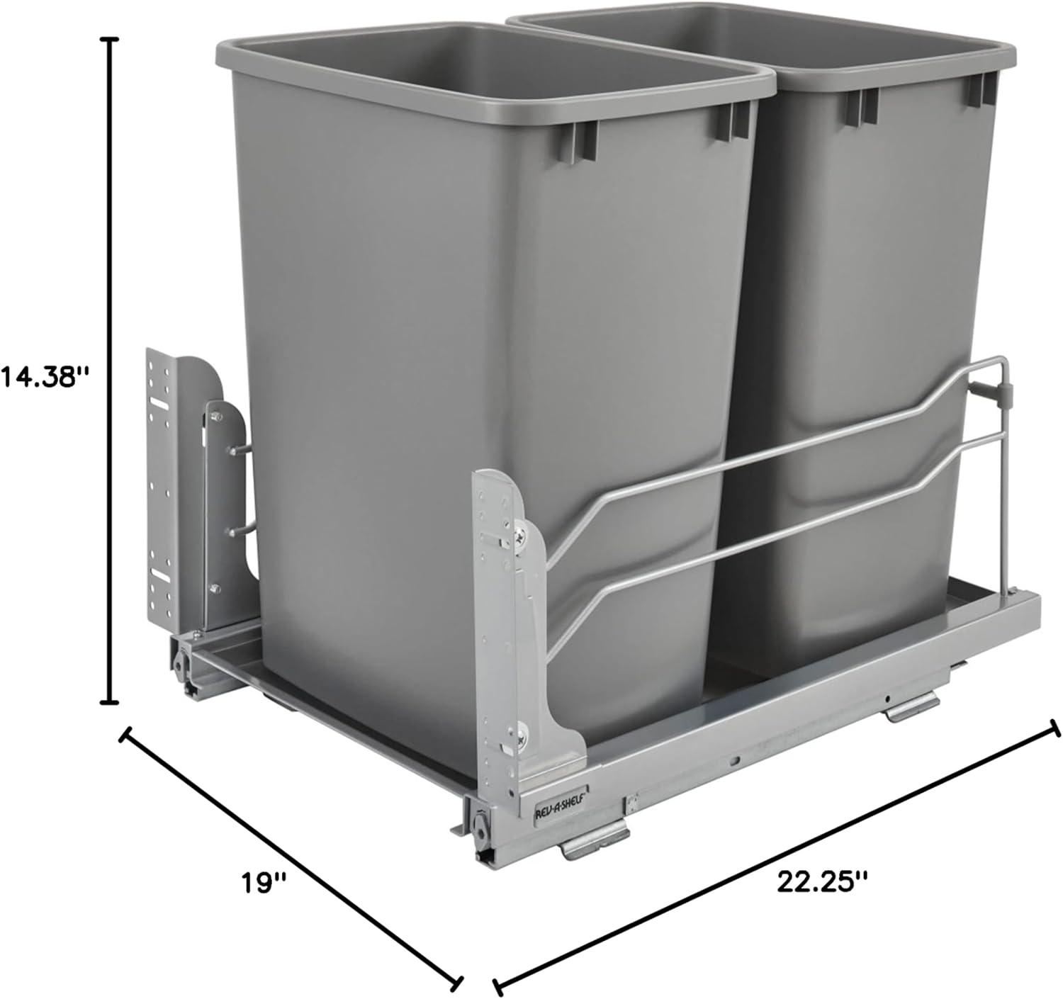 Rev-A-Shelf Double Pull Out Trash Can 35 Qt with Soft-Close