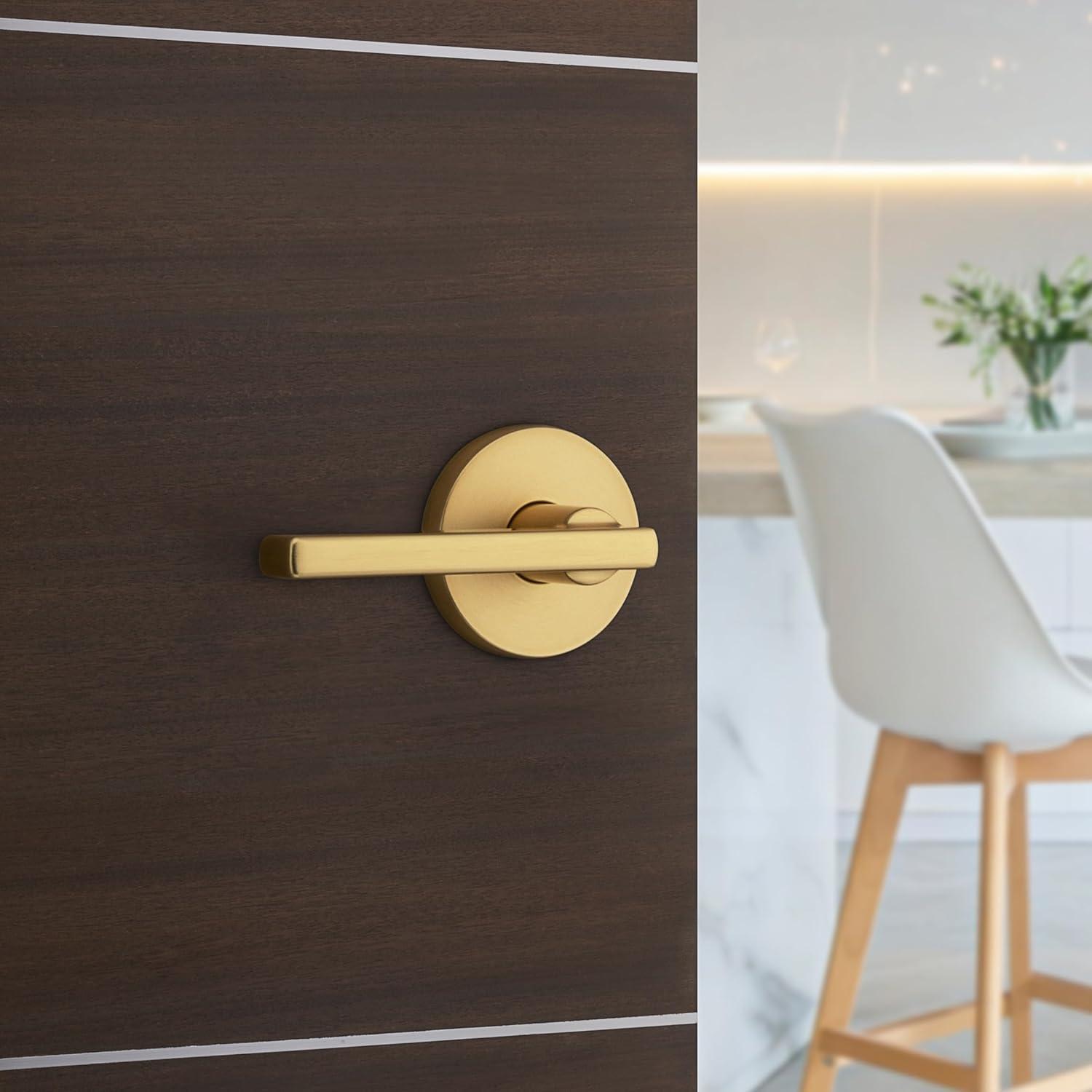 Satin Brass Contemporary Passage Door Handle Lever