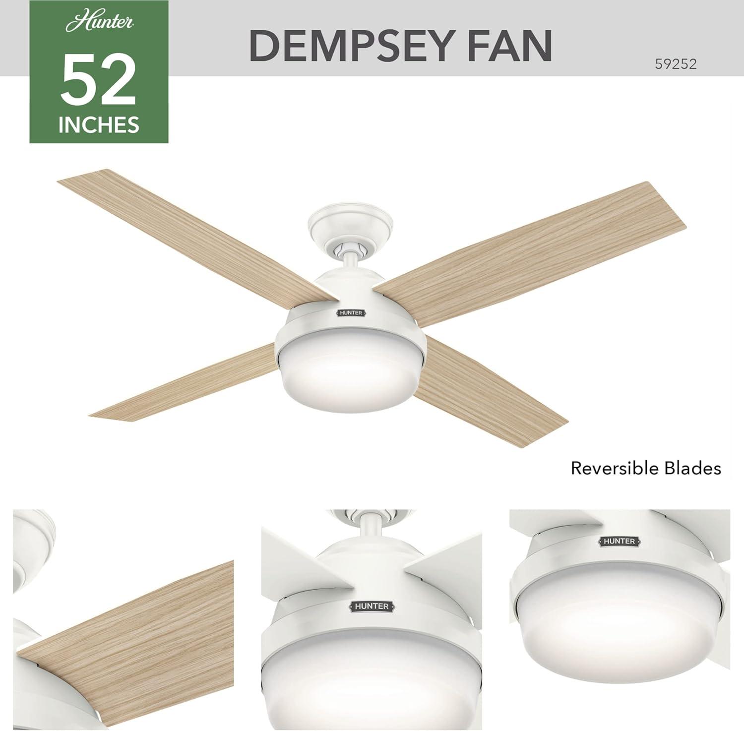 52" Dempsey 4 - Blade Standard Ceiling Fan with Remote Control and Light Kit Included