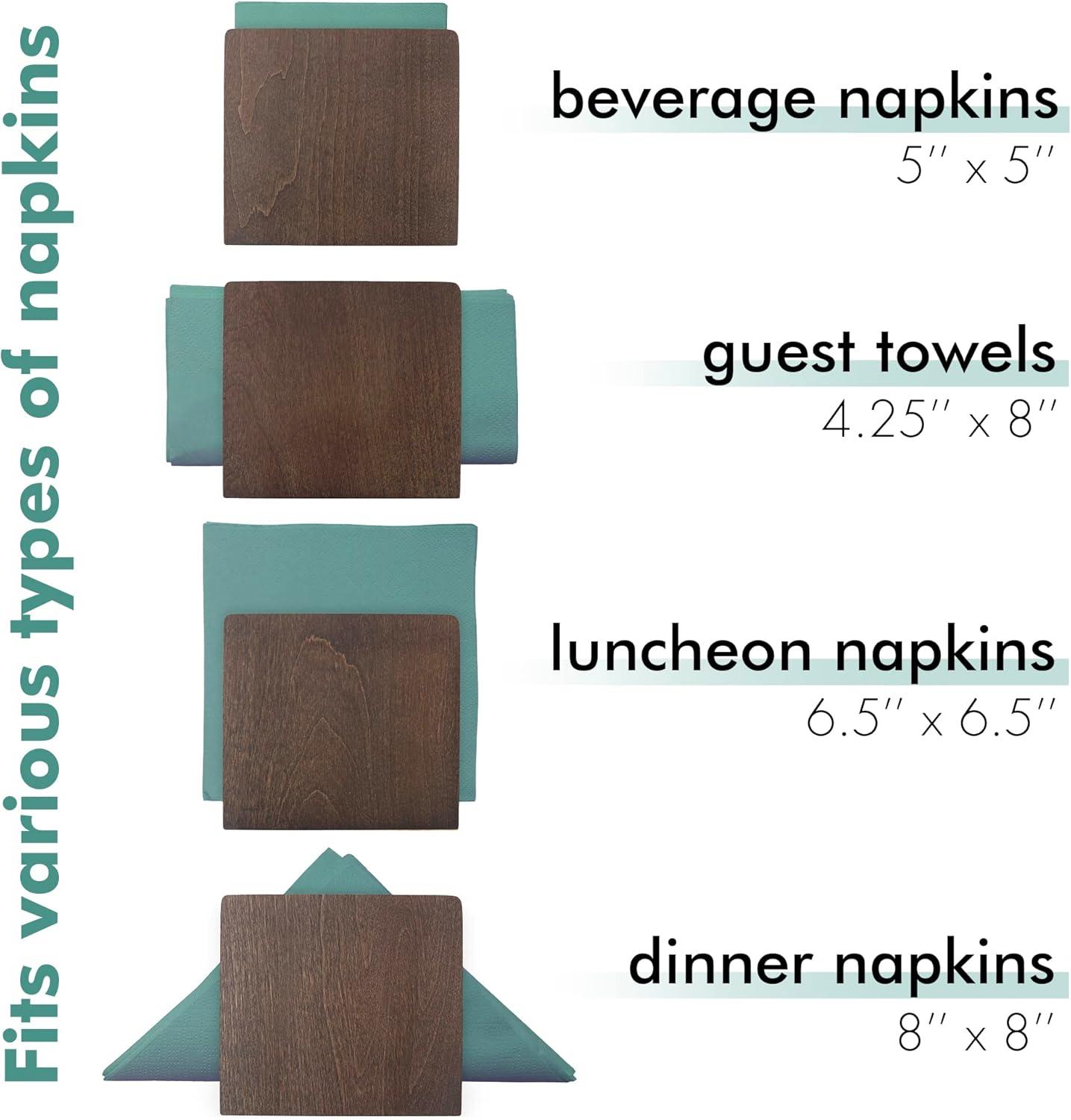 Napkin Holder For Table - Wooden Farmhouse Napkin Holders, Brown Simple Upright Vertical Dining Table Cocktail Napkins Dispenser, Kitchen Rustic Natural Walnut Wood For Paper Napkins