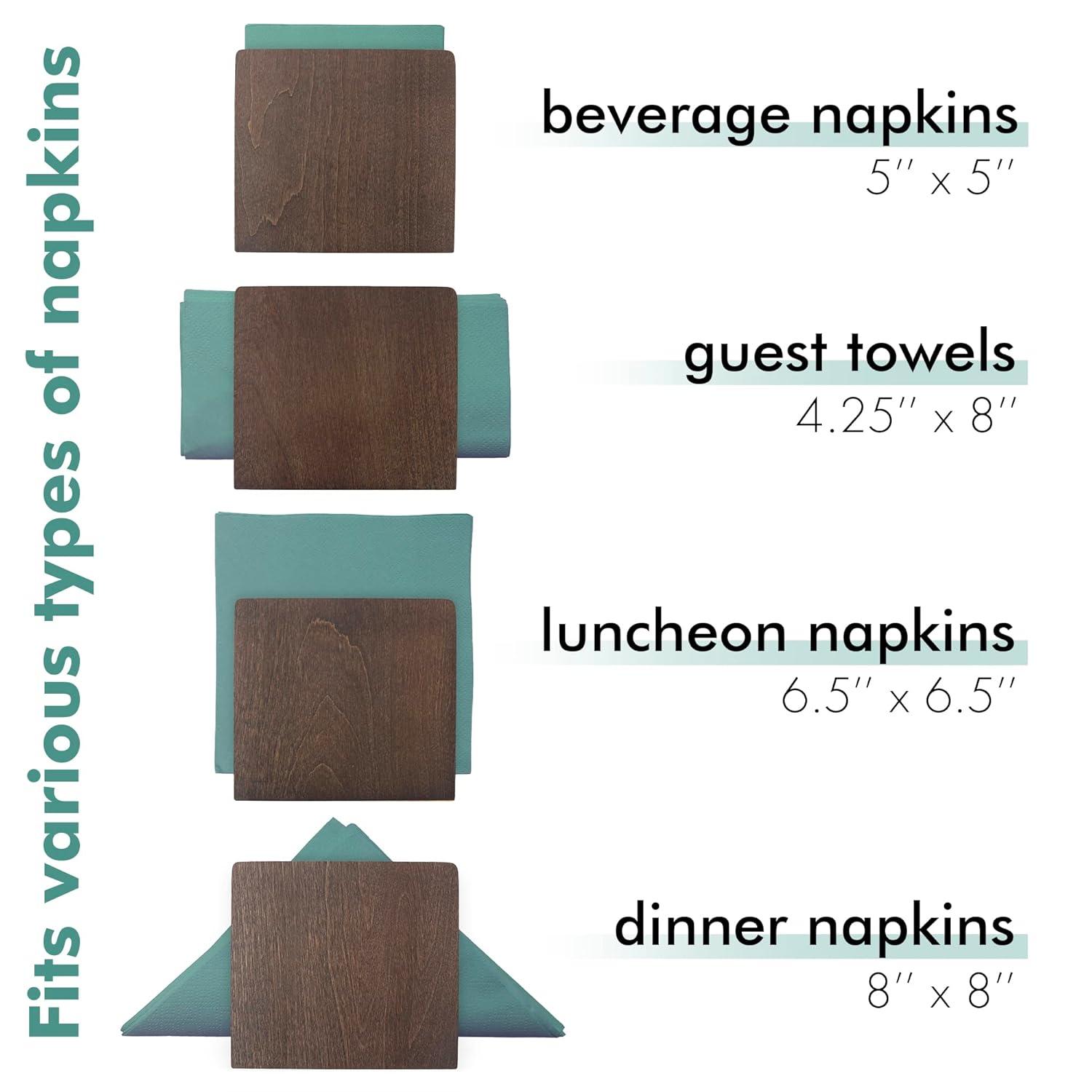 Napkin Holder For Table - Wooden Farmhouse Napkin Holders, Brown Simple Upright Vertical Dining Table Cocktail Napkins Dispenser, Kitchen Rustic Natural Walnut Wood For Paper Napkins