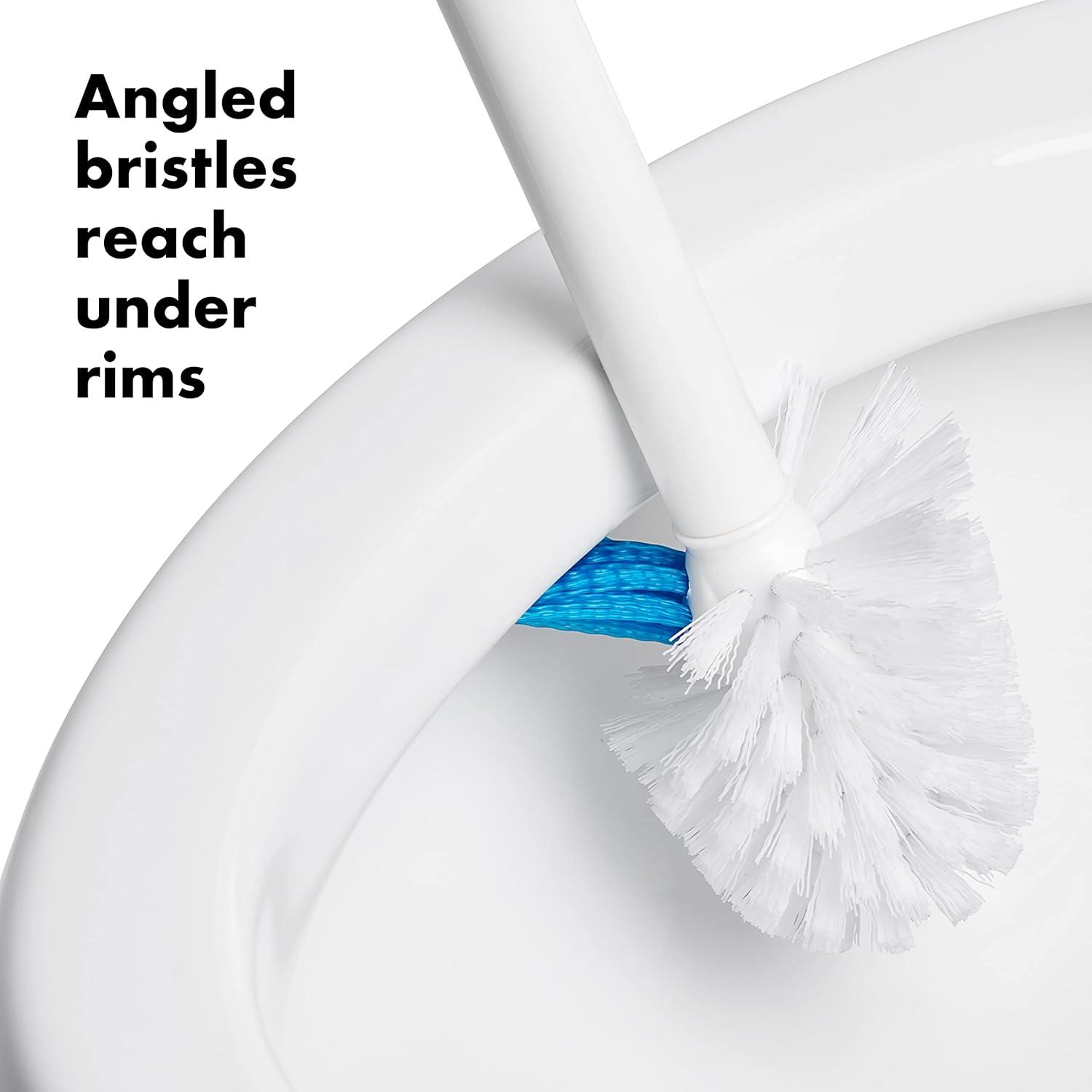 White Nylon Toilet Brush with Automatic Canister