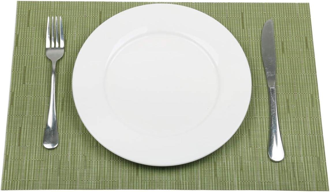 DII PVC Tweed Placemat Set 6 Piece, Fig Green, 13x17.25"