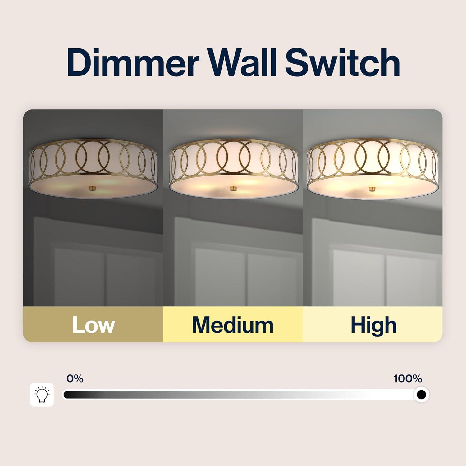 Aubrey 3-Light 15.5" Metal LED Flush Mount, Brass