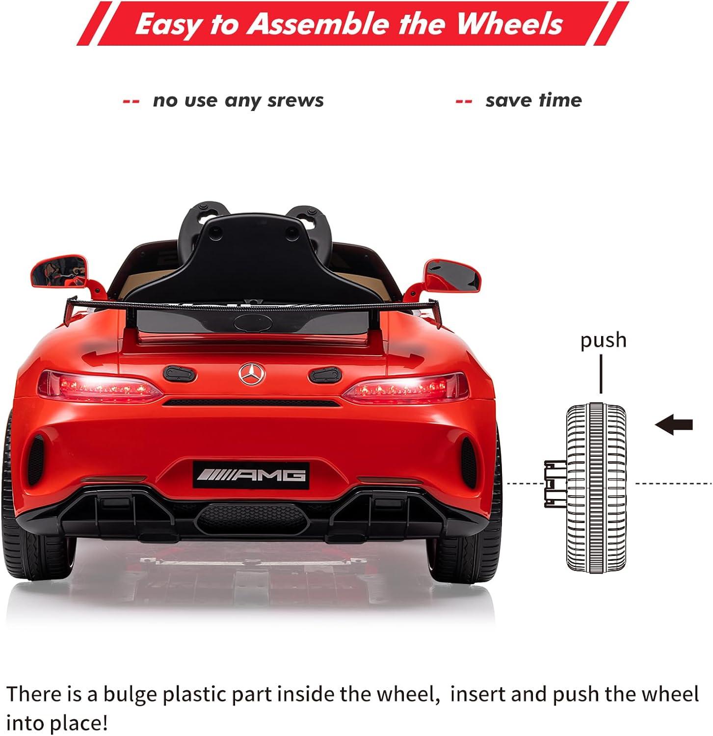 Black 12V Mercedes-Benz AMG Kids Ride-On Car with Remote