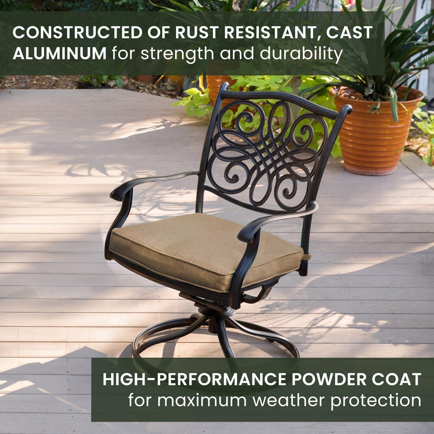 Hanover Traditions 9-Piece Aluminum Outdoor Dining Set, Natural Oat