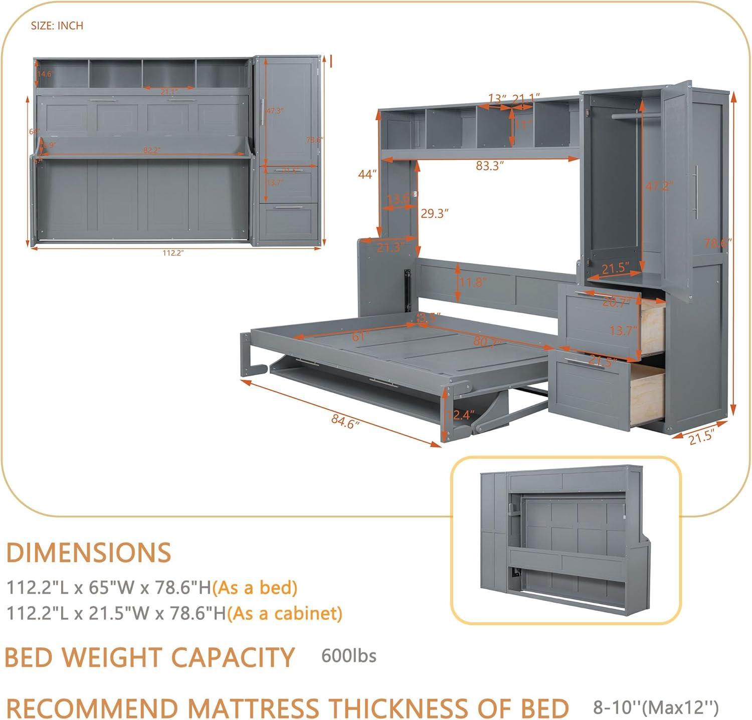 Galibens Murphy Bed Wall Bed With Closet And Drawers