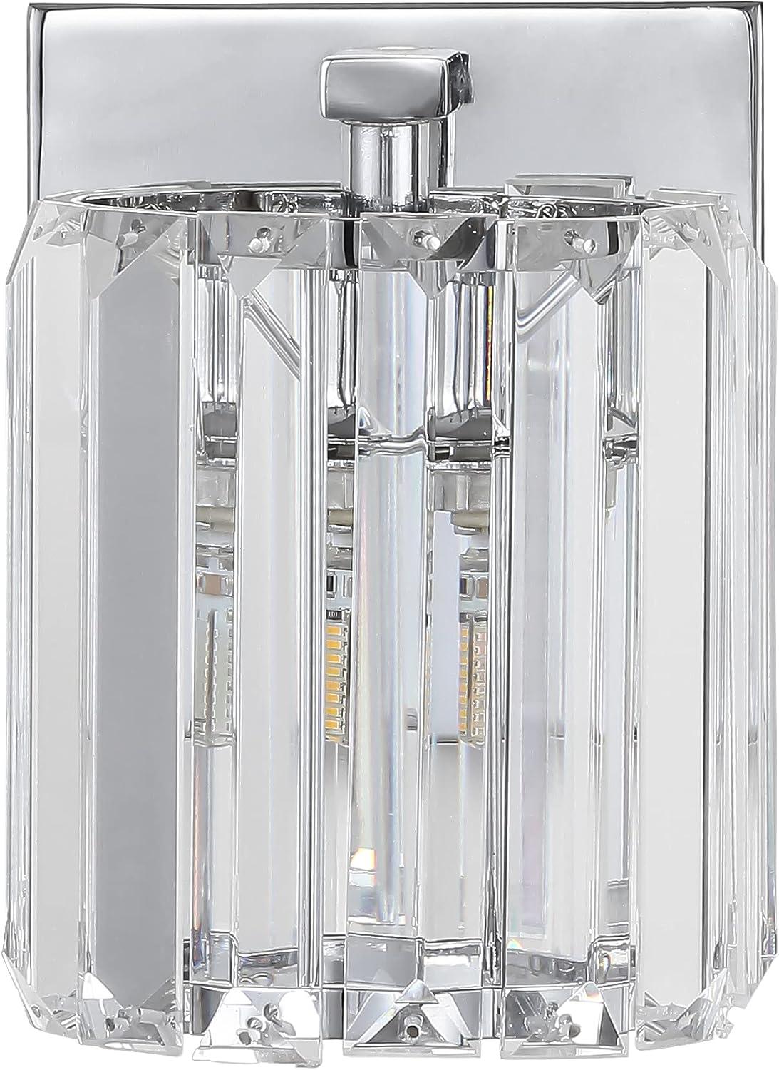 Coco Prism Vintage 4.75" 1-Light Metal/Glass Classic Glam LED Vanity Light, Chrome