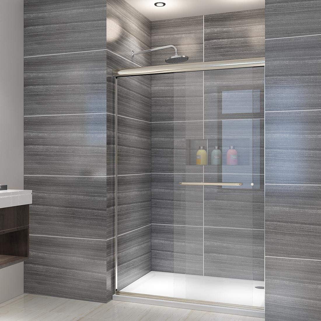 Elegant  Semi-Frameless Sliding Shower Door 46.5 in.- 48 in. W x 72 in. H in Brushed Nickel Finish