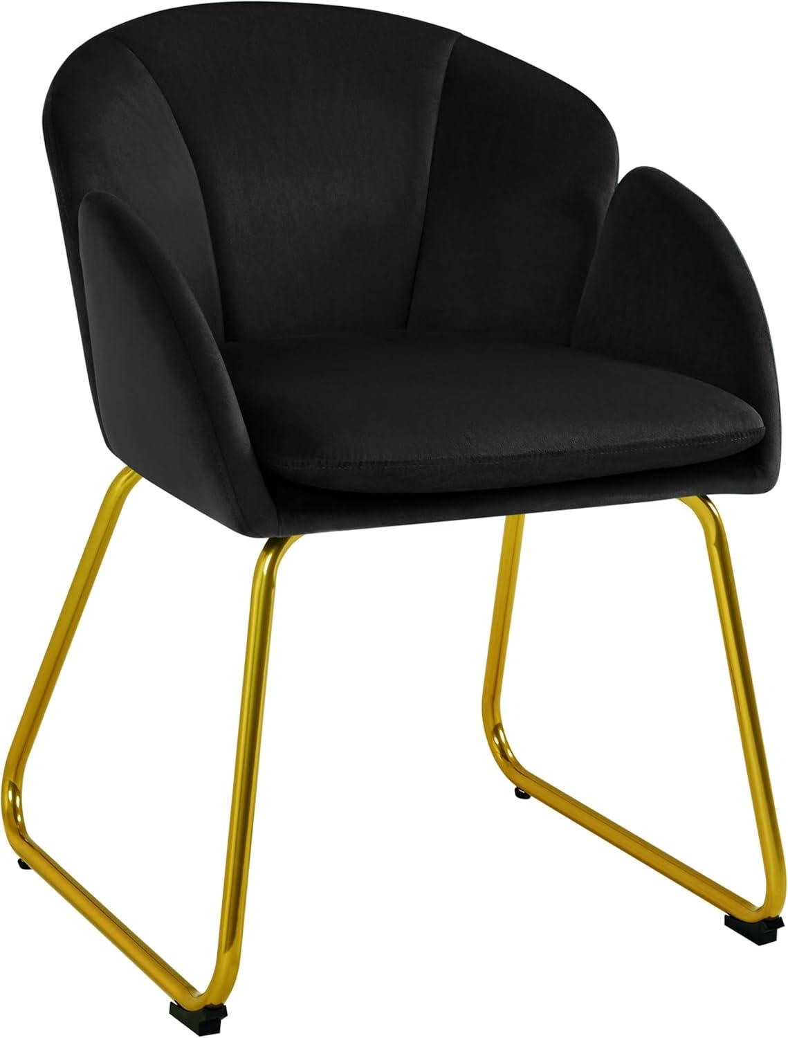 Yaheetech Velvet Armchair Accent Chair with Metal Legs for Living Room/Bedroom, Black