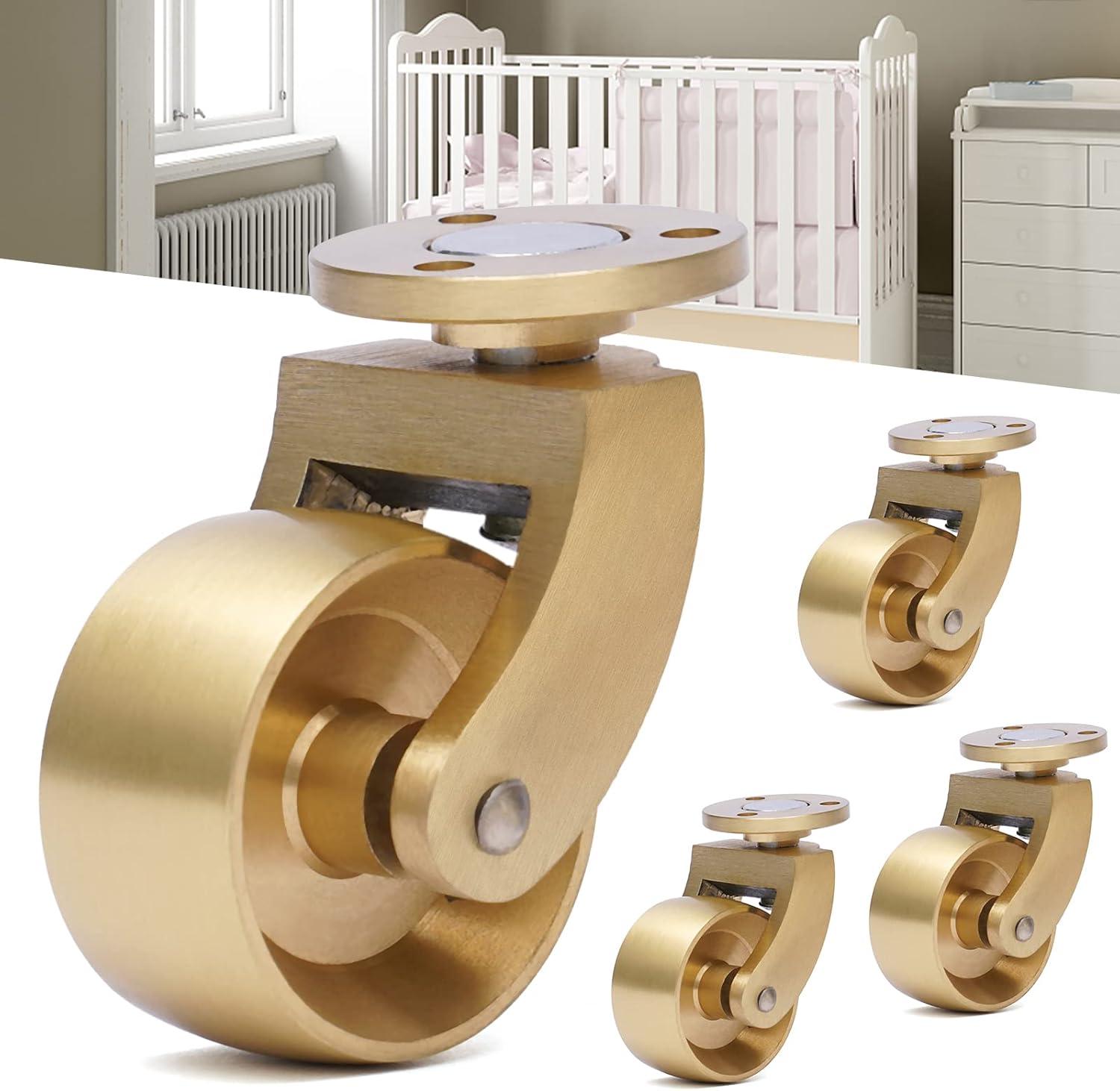 4pcs Brass Casters 360-degree Rotation Load-bearing Capacity 440 pounds