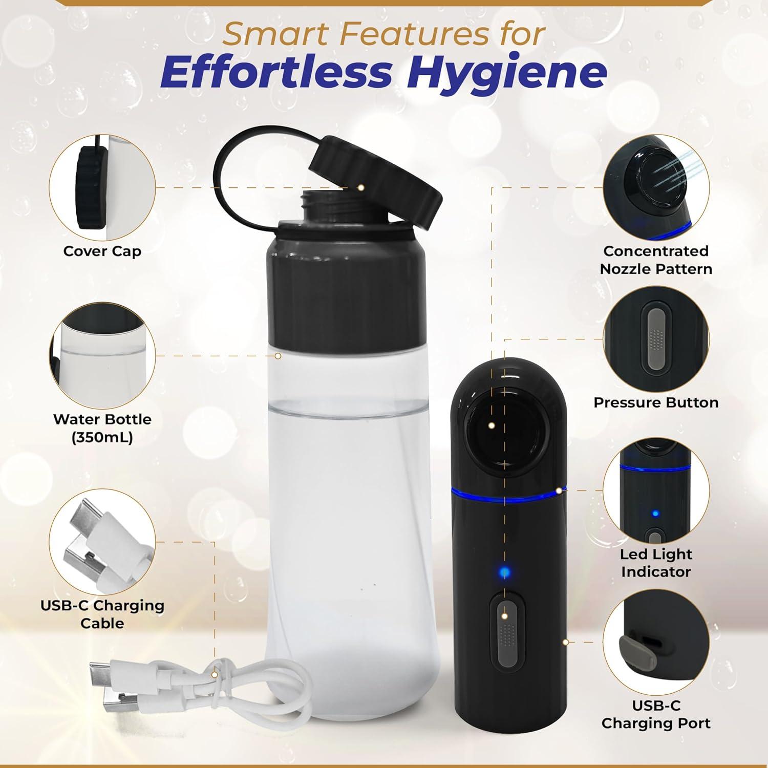 BIDET BUDDY® LuxeJet V2 Portable Bidet for Travel | 300ml/min Flow | 450mAh Battery | 350ML Bottle | IPX7 Waterproof | USB-C Charging | The New & Improved LuxeJet for 2025 with Soft Pressure