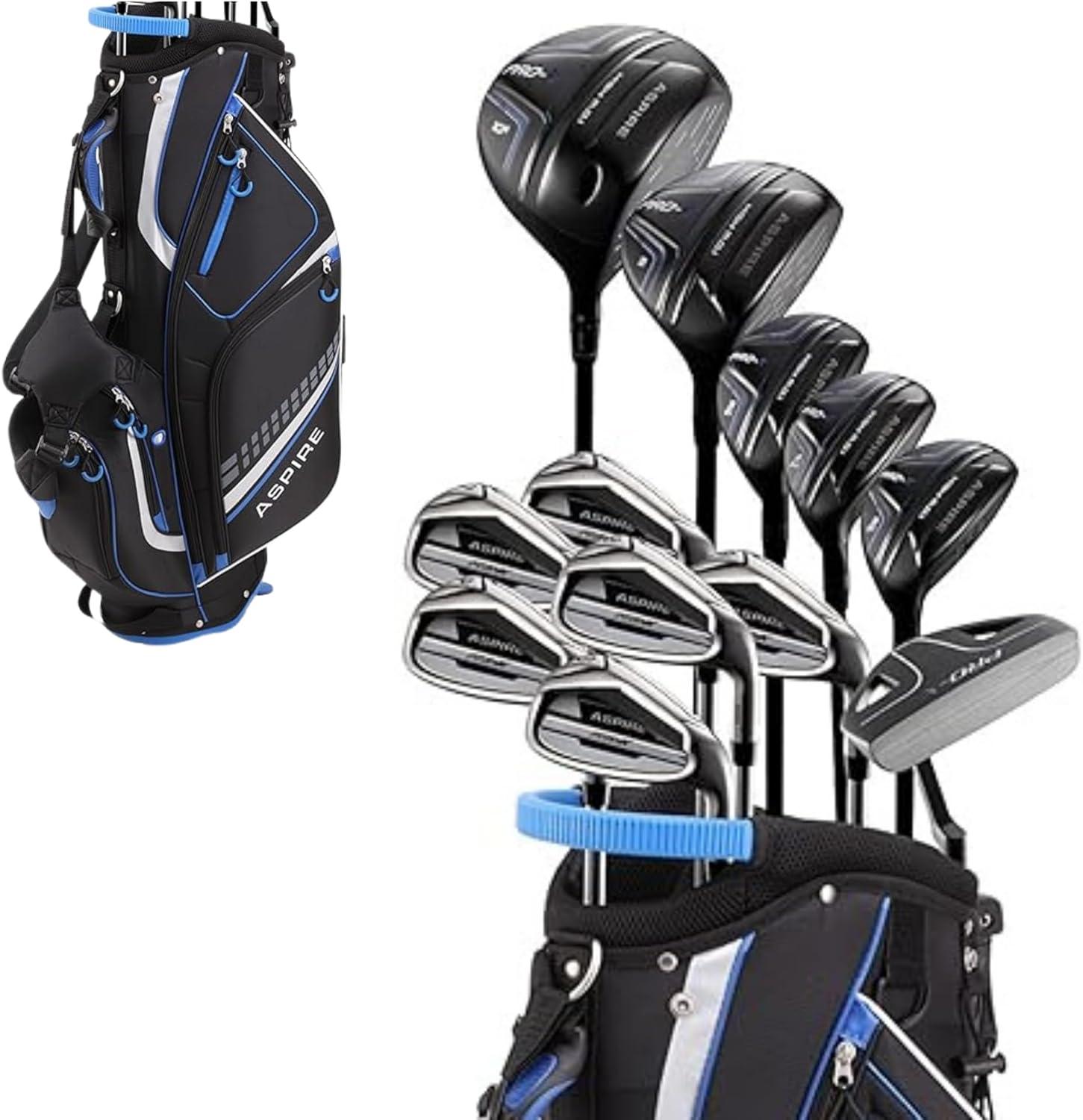 Aspire PRO-X 19 Piece Men's Complete Right Hand Golf Club Package Set - Tall Size