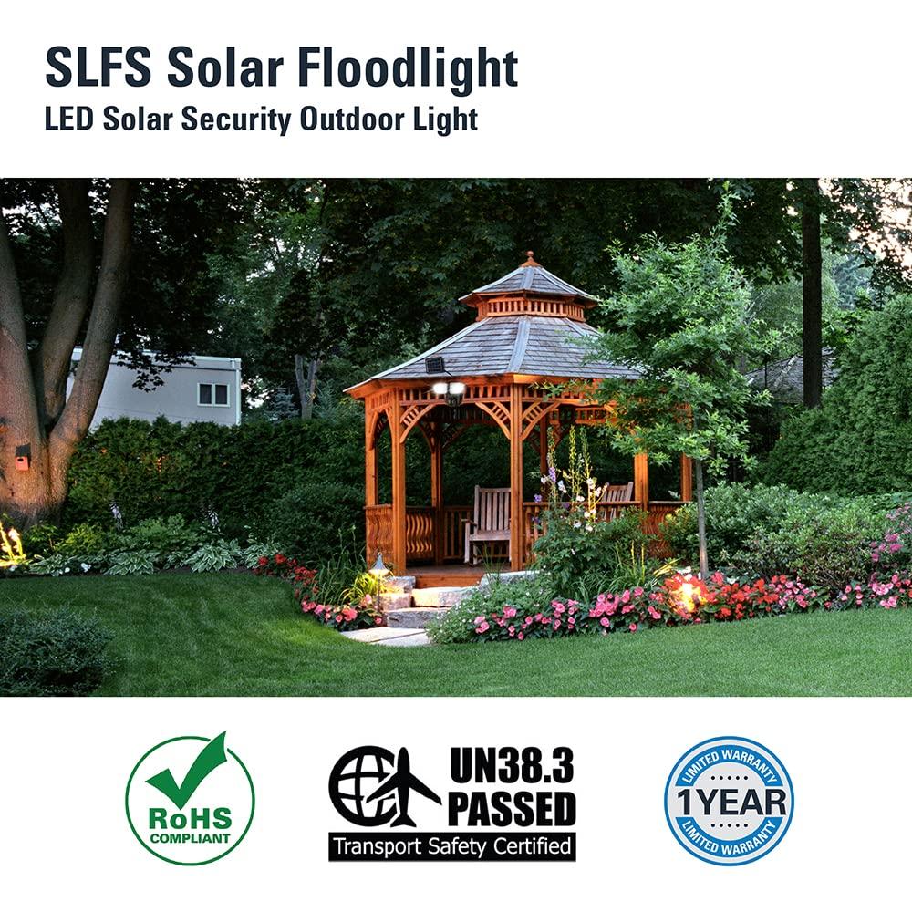 HALO Solar Outdoor LED Flood Light with 180 Degree Motion Sensor Flood & Security Twin Head Light 1000 Lumens White