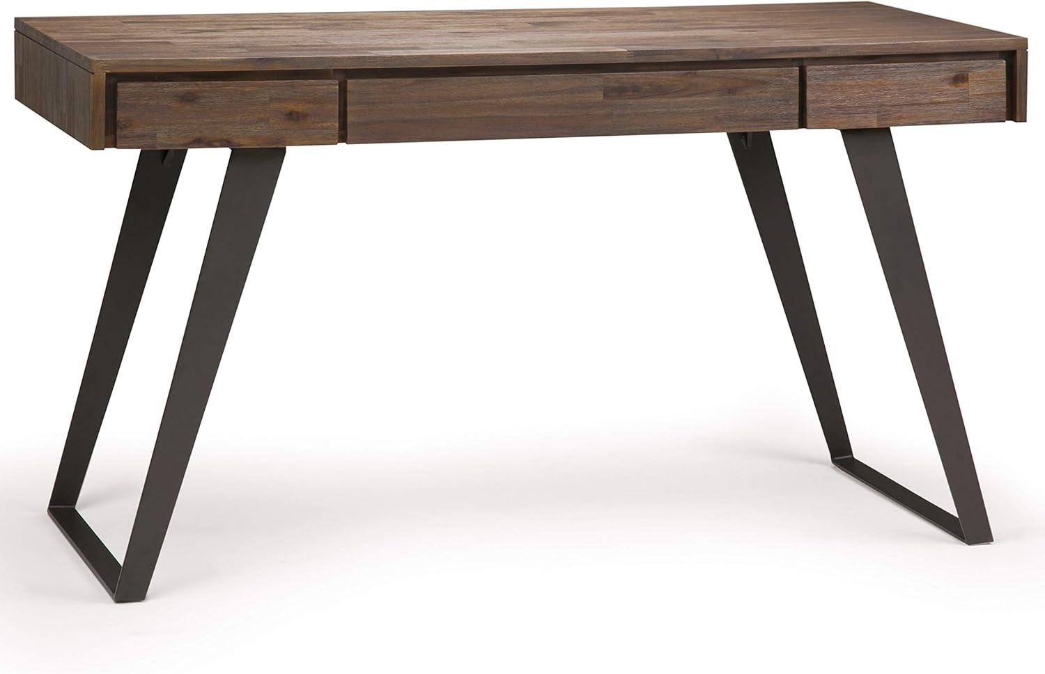 Simpli Home Lowry Solid Acacia Wood Desk in Rustic Natural Aged Brown