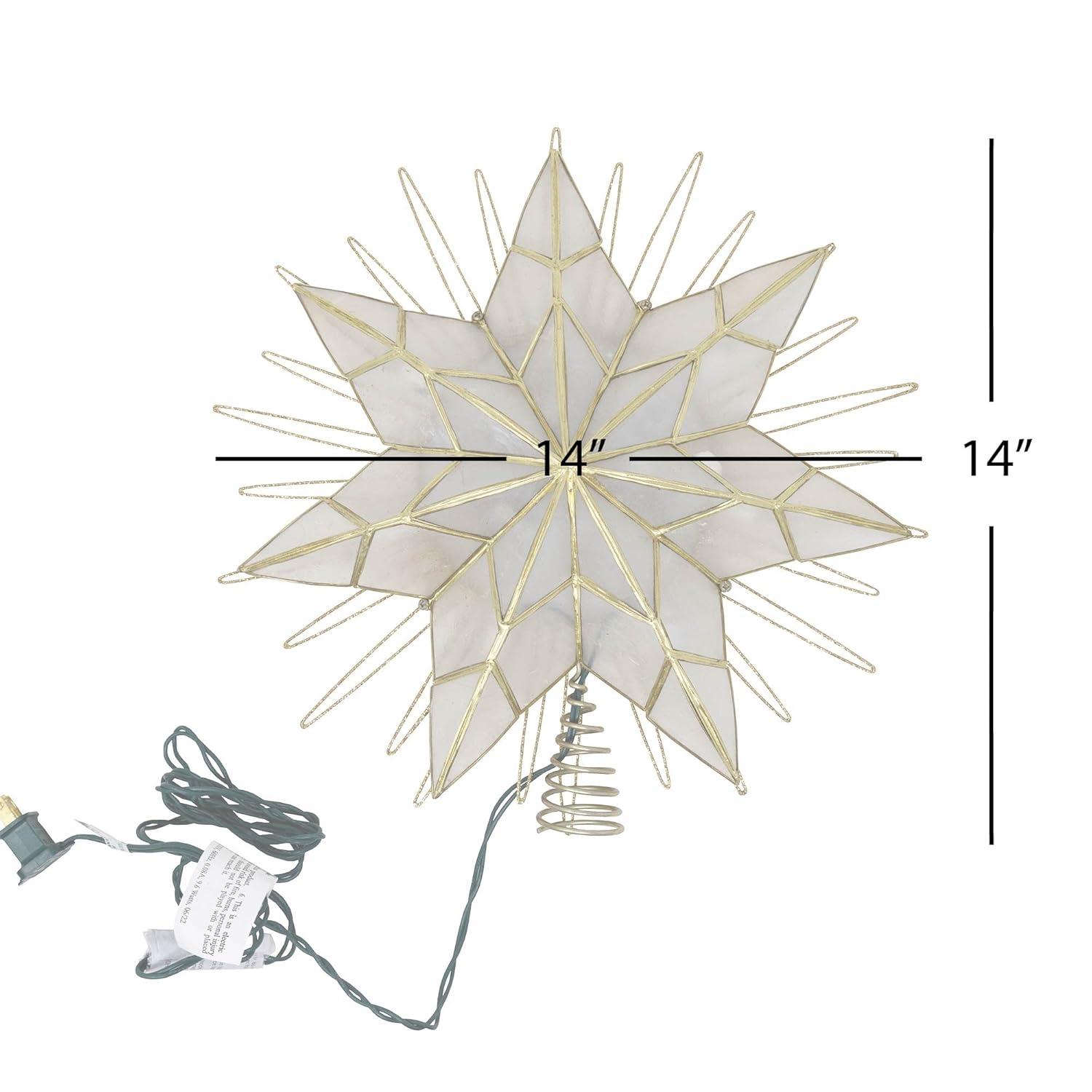 Kurt Adler 14" 7-Point Natural Capiz Star Lighted Treetop