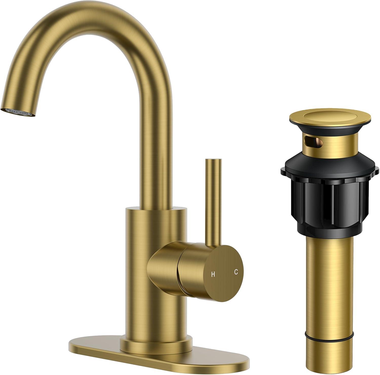 Single Handle Stainless Steel Bar Faucet With Supply Lines And Deckplate