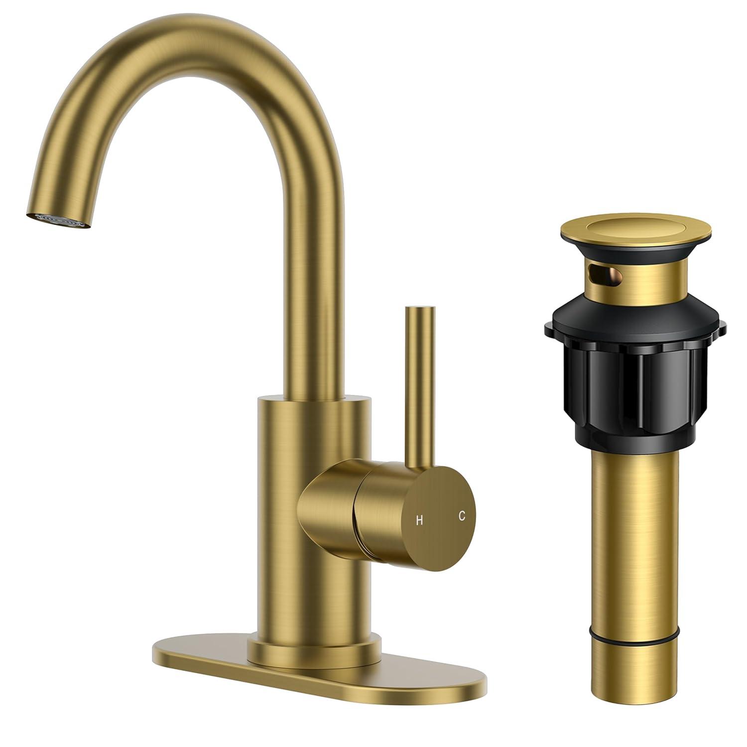 Single Handle Stainless Steel Bar Faucet With Supply Lines And Deckplate