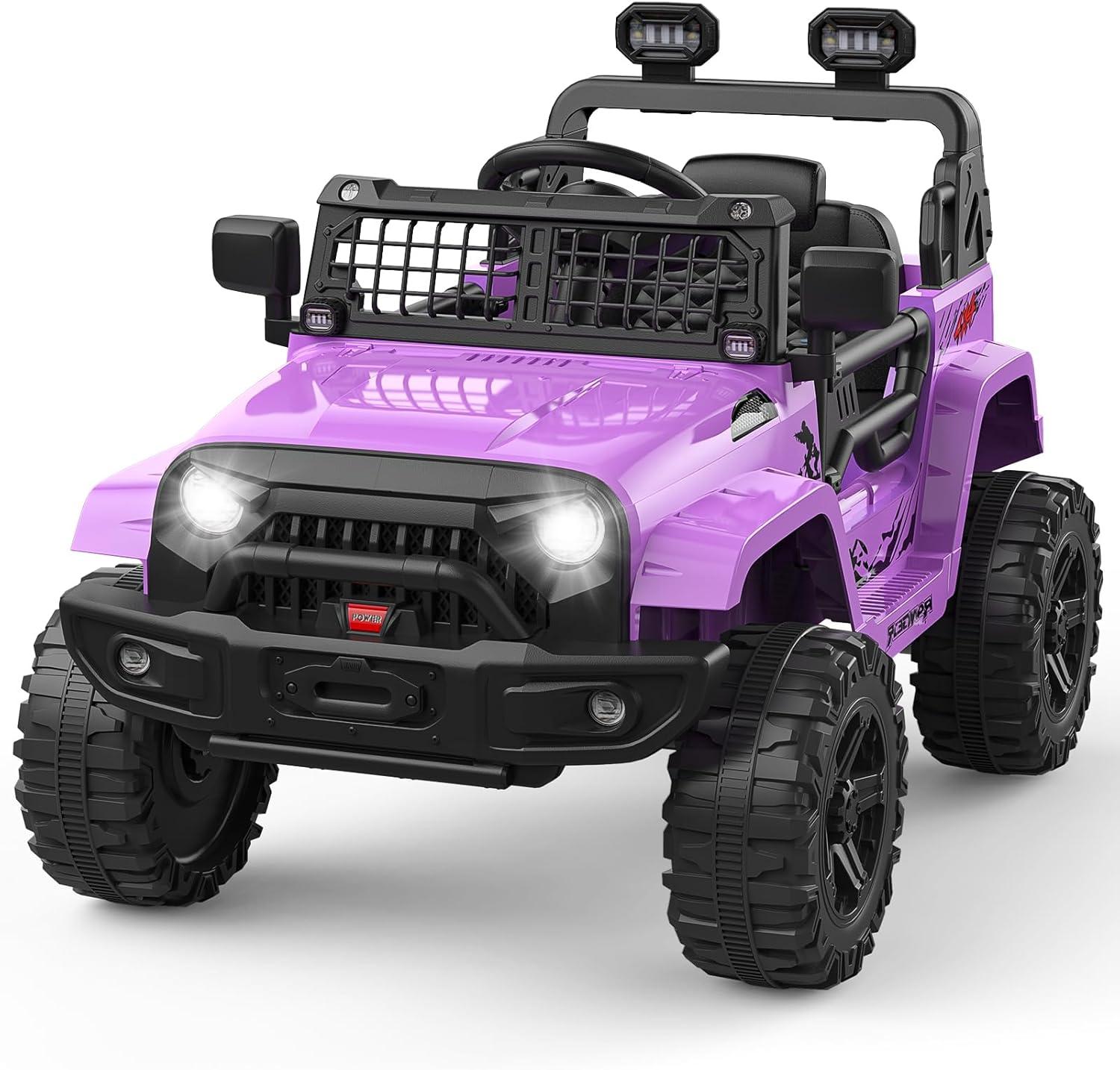 Purple 12V Kids Electric SUV with Remote Control and LED Lights