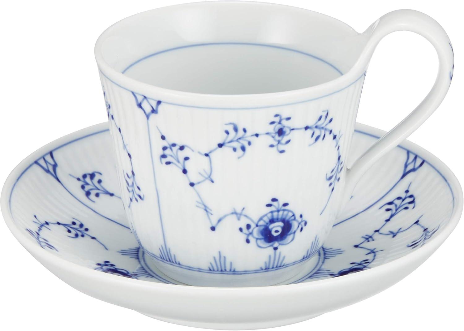 Blue Floral Ribbed Ceramic Everyday Saucer