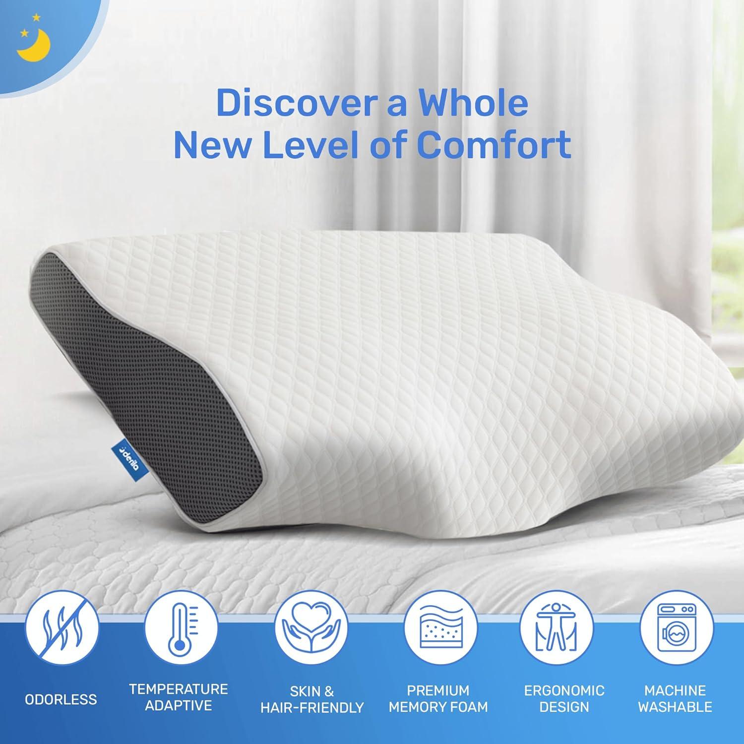 Derila® | Cervical Memory Foam Pillow (King Size|White )| Neck,Shoulder Pain Relief | Improves Sleep