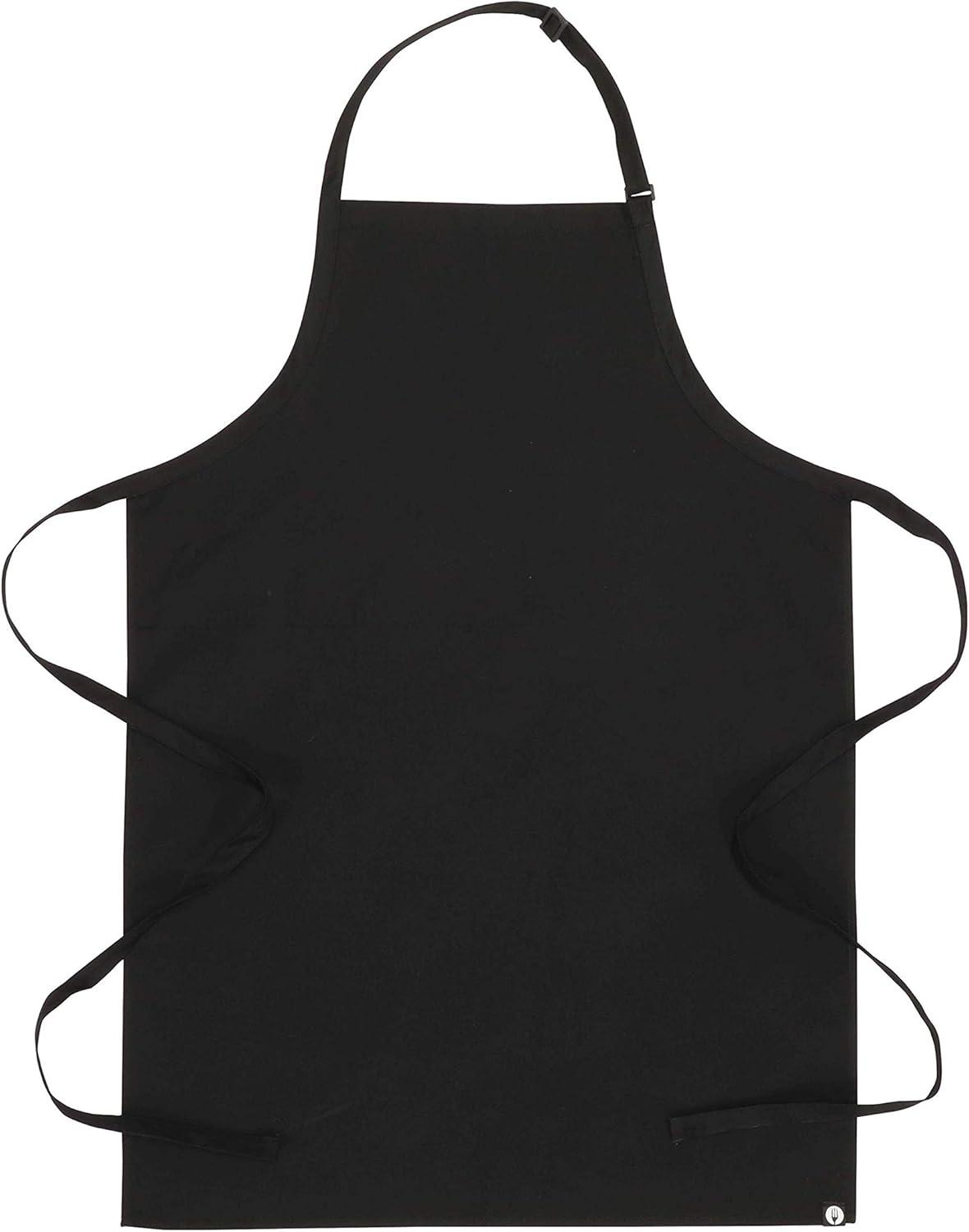 Black Unisex Cotton Bib Apron Without Pockets