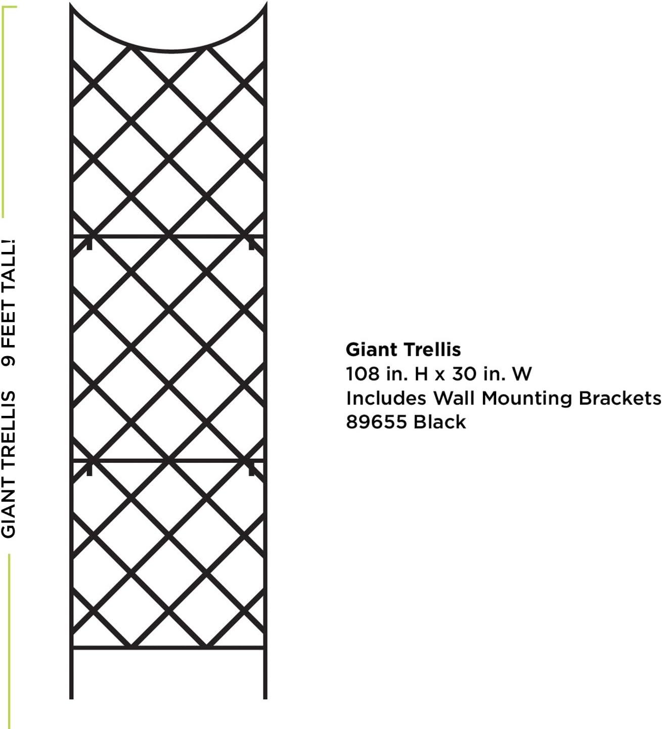 Black Steel 108" Tall Traditional Garden Trellis