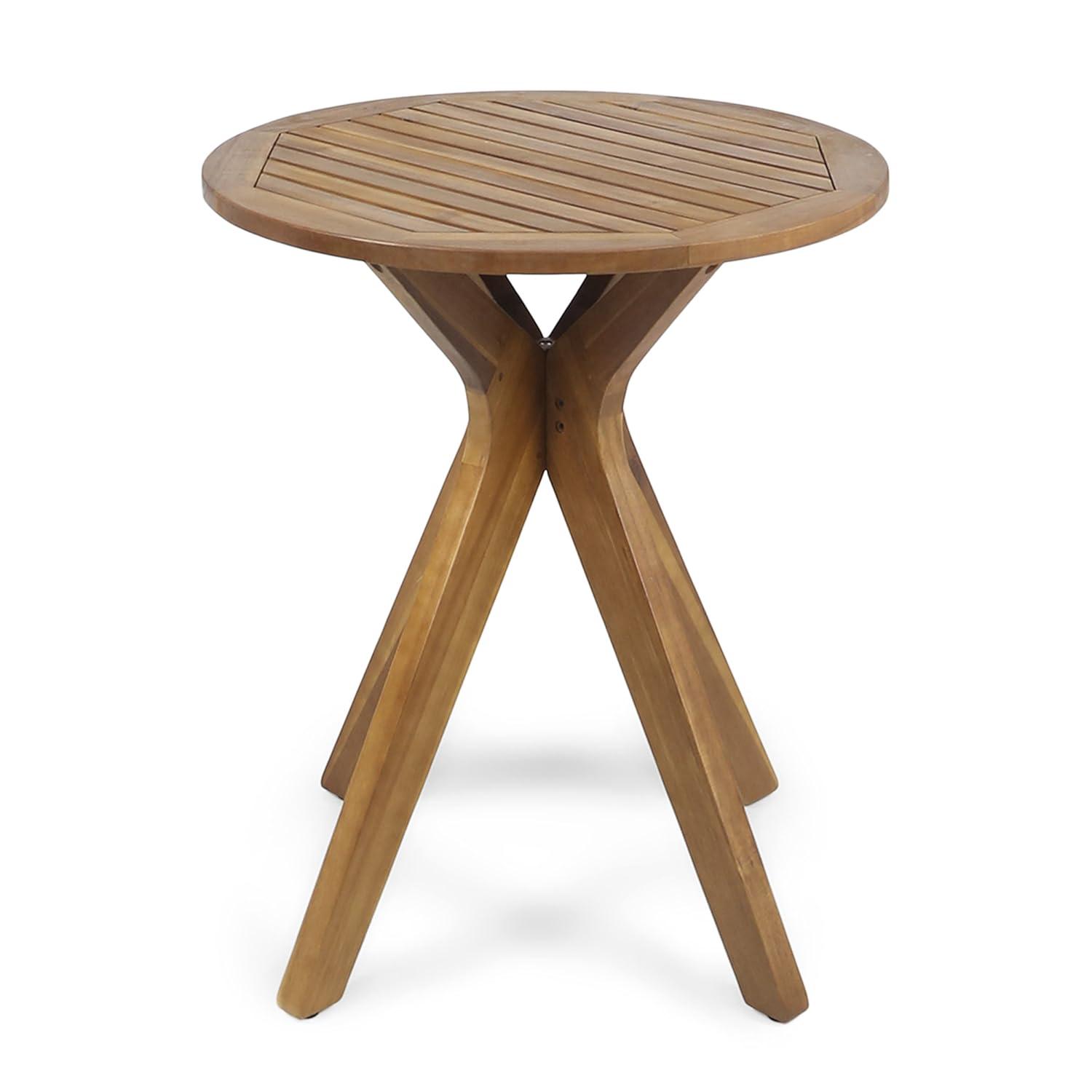 Teak Round Acacia Wood Outdoor Bistro Table with X Legs