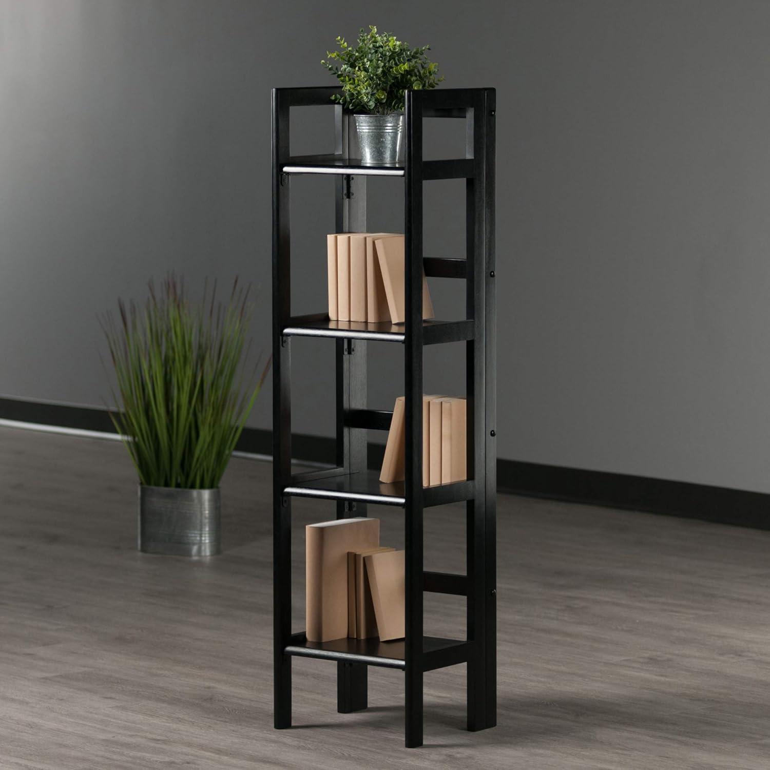 51.34" Black Solid Wood Folding Bookcase for Kids