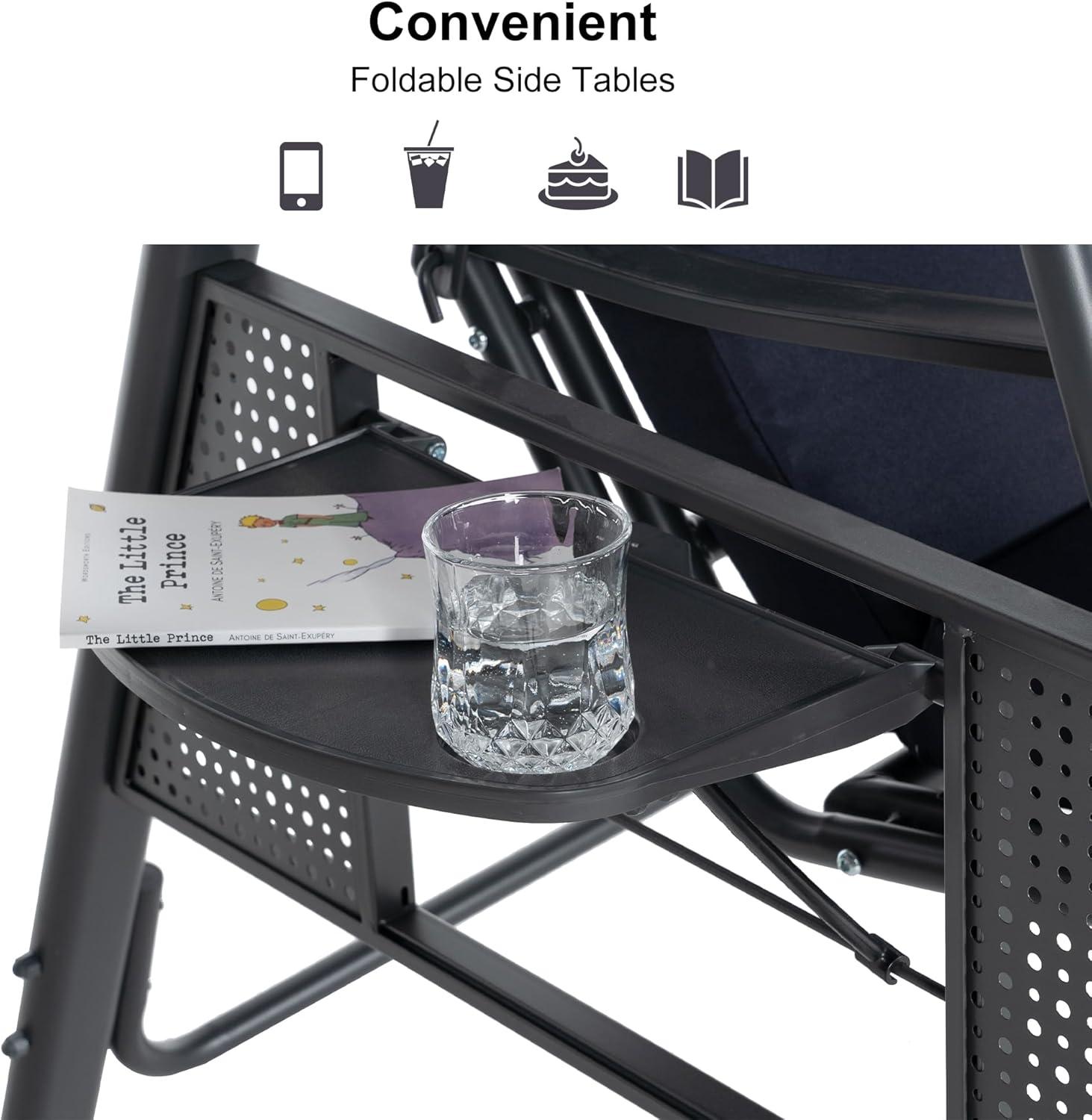 PURPLE LEAF 3 -person Gray Steel Outdoor Swing