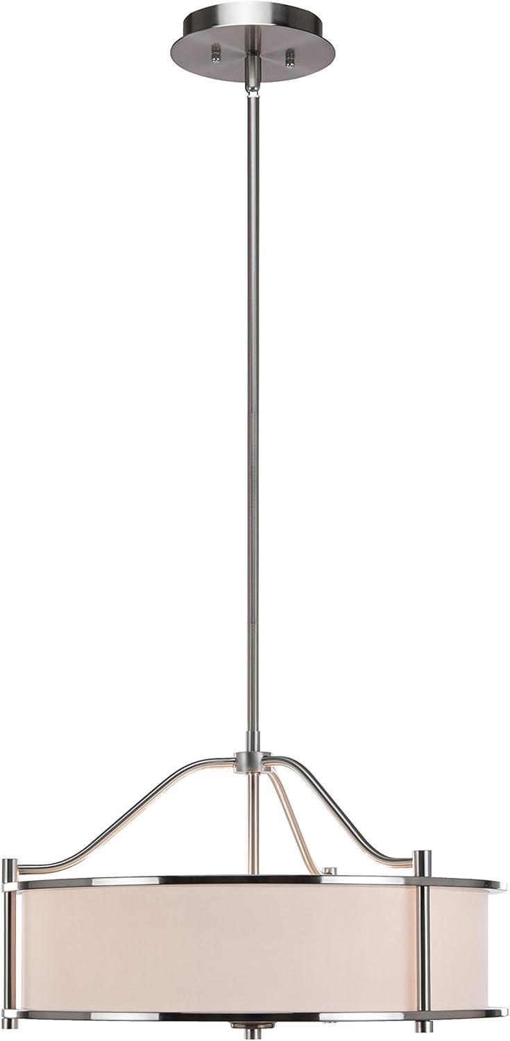 Brushed Nickel 18'' Drum Pendant Light with Fabric Shade