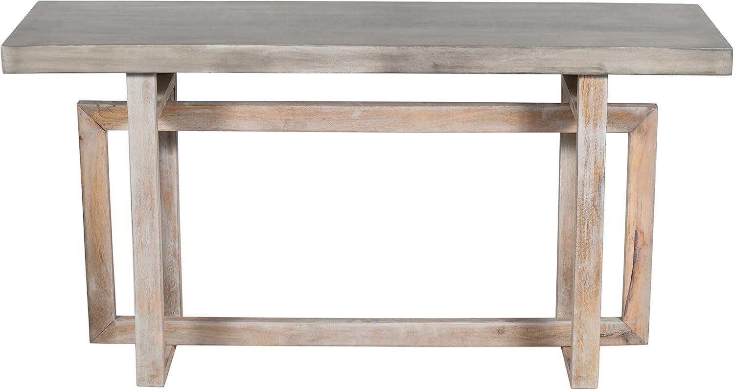 Rustic Light Brown Mango Wood 60" Console Table with Geometric Base