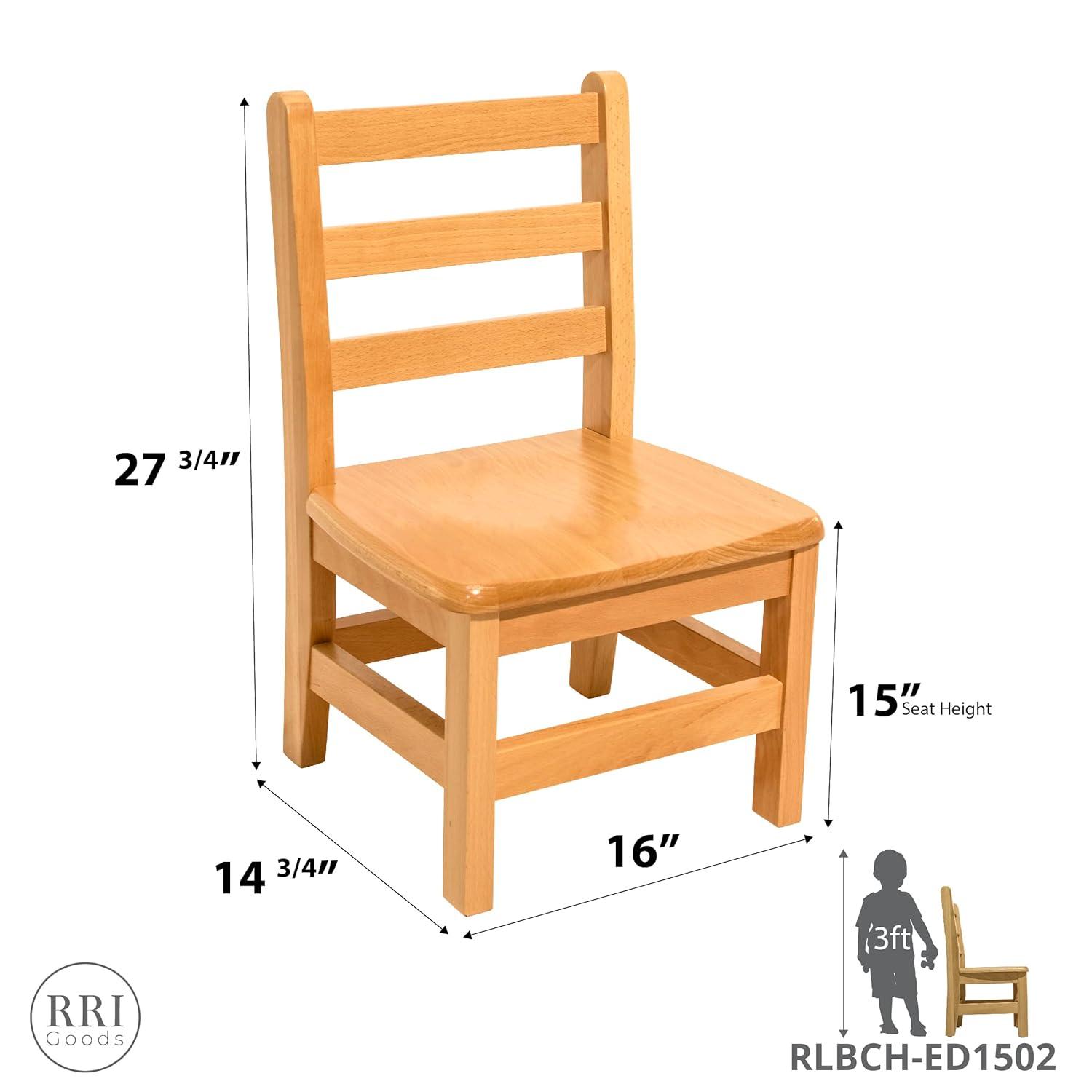 RRI Goods Wooden Childrens Chair For Kindergarten Classroom School Set of 2