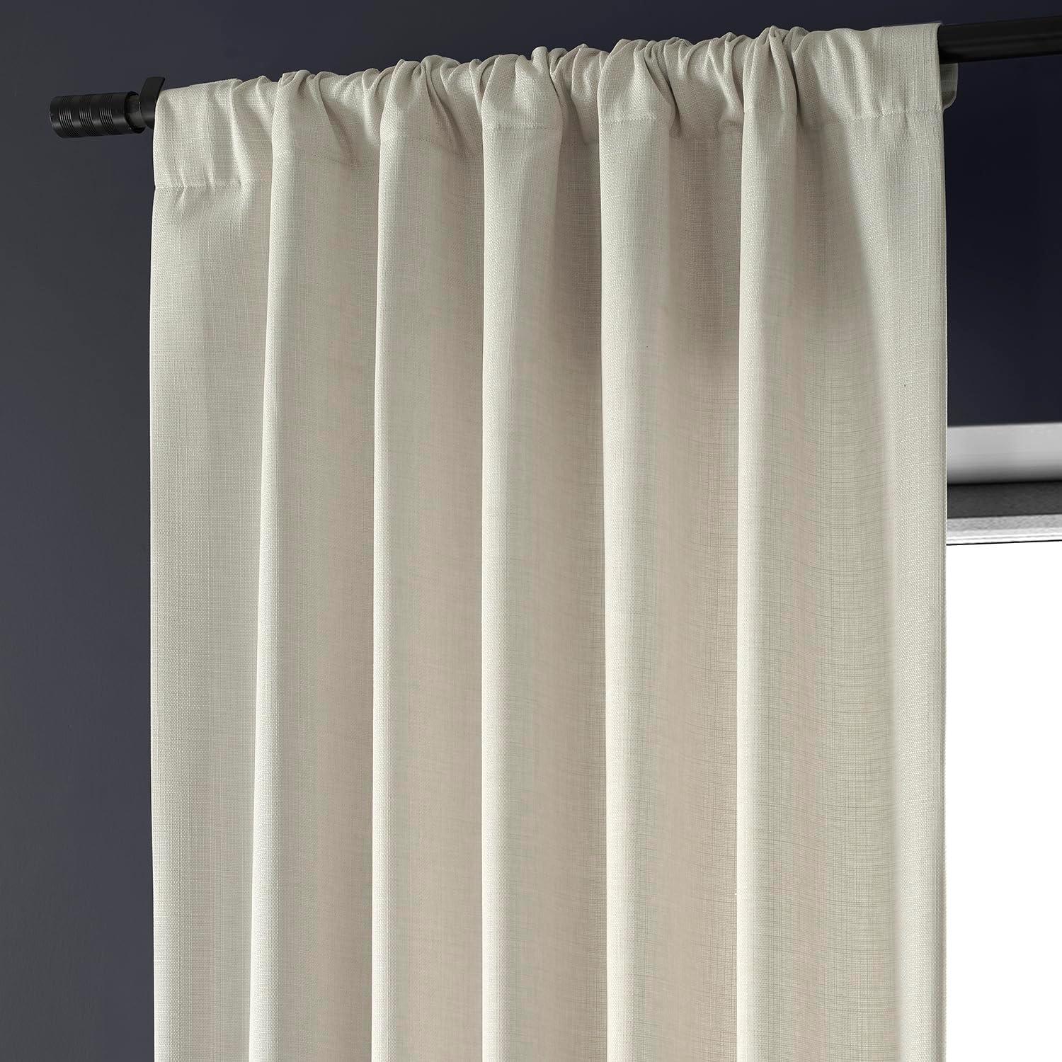 Half Price Drapes Parchment Cream Faux Linen Room Darkening Curtains for Bedroom(1 Panel),50W X 108L