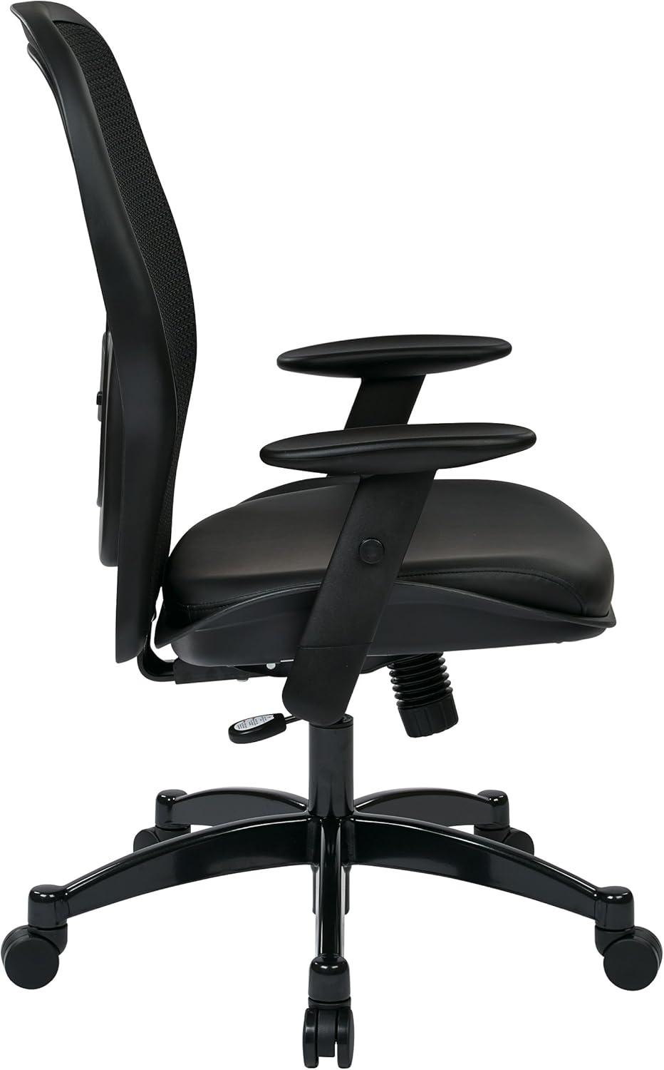 Professional Breathable Mesh Back Chair with Bonded Leather Seat in Black