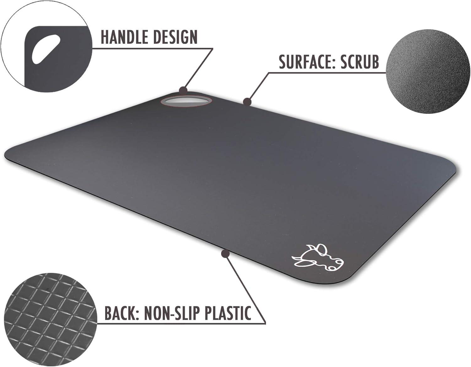 Fotouzy Plastic Cutting Board Flexible Mats With Food Icons, Set of 4, BPA-Free, Non-Porous, Upgrade 100% Anti-skid back and Dishwasher Safe, Modern Neutral Colors