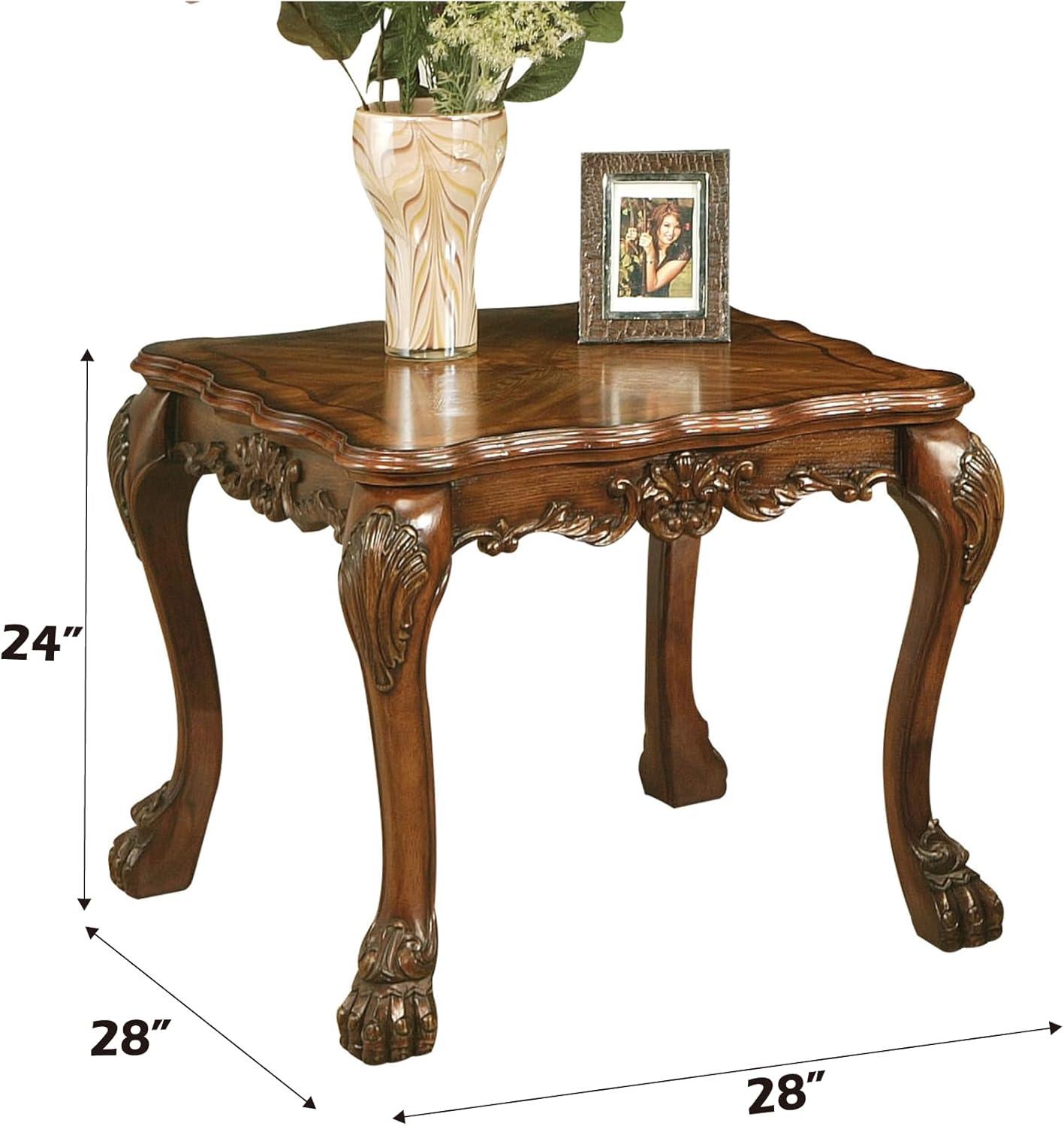 Wooden End Table In Traditional Style  Cherry Oak Brown - Saltoro Sherpi