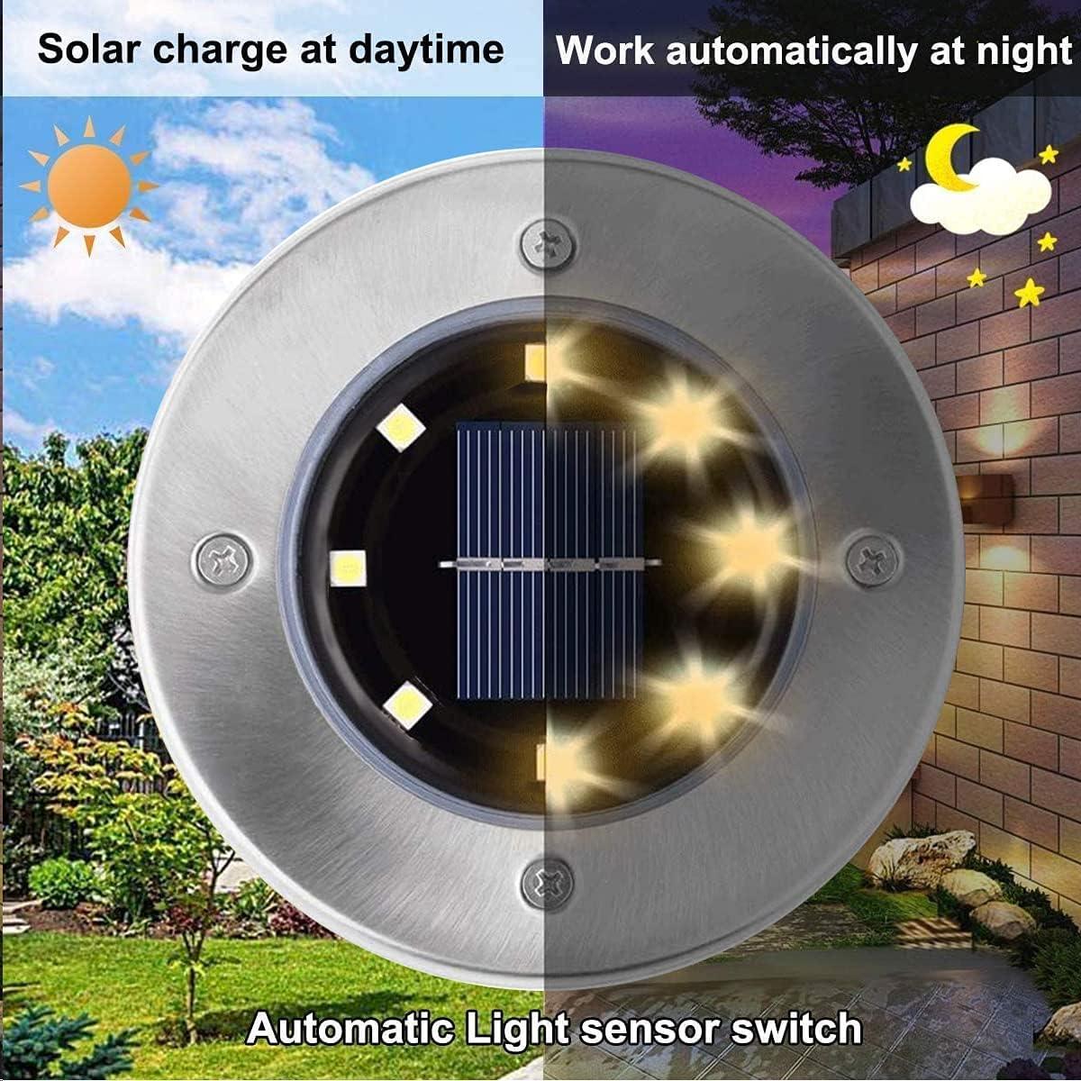 Solar Ground Lights, Waterproof Solar Garden Lights, Upgraded Outdoor Garden Waterproof Bright in-Ground Lights, Landscape Lights for Pathway,Yard,Deck,Lawn,Patio,Walkway (4Pack Warm Light)