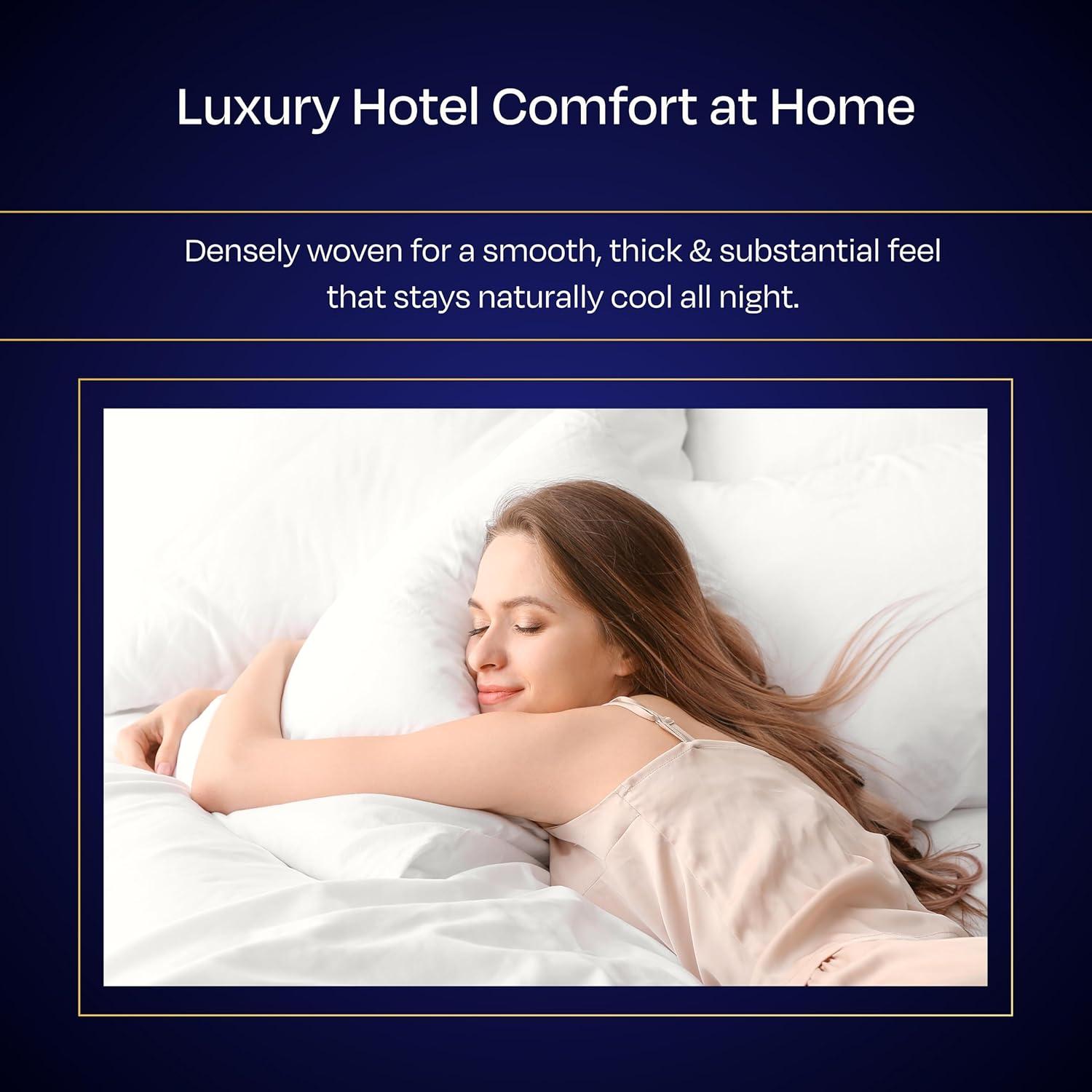 Luxury 1000 Thread Count Bed Sheets Set - 100% Cotton Sateen - Soft, Thick & Deep Pocket by California Design Den - Ivory, King